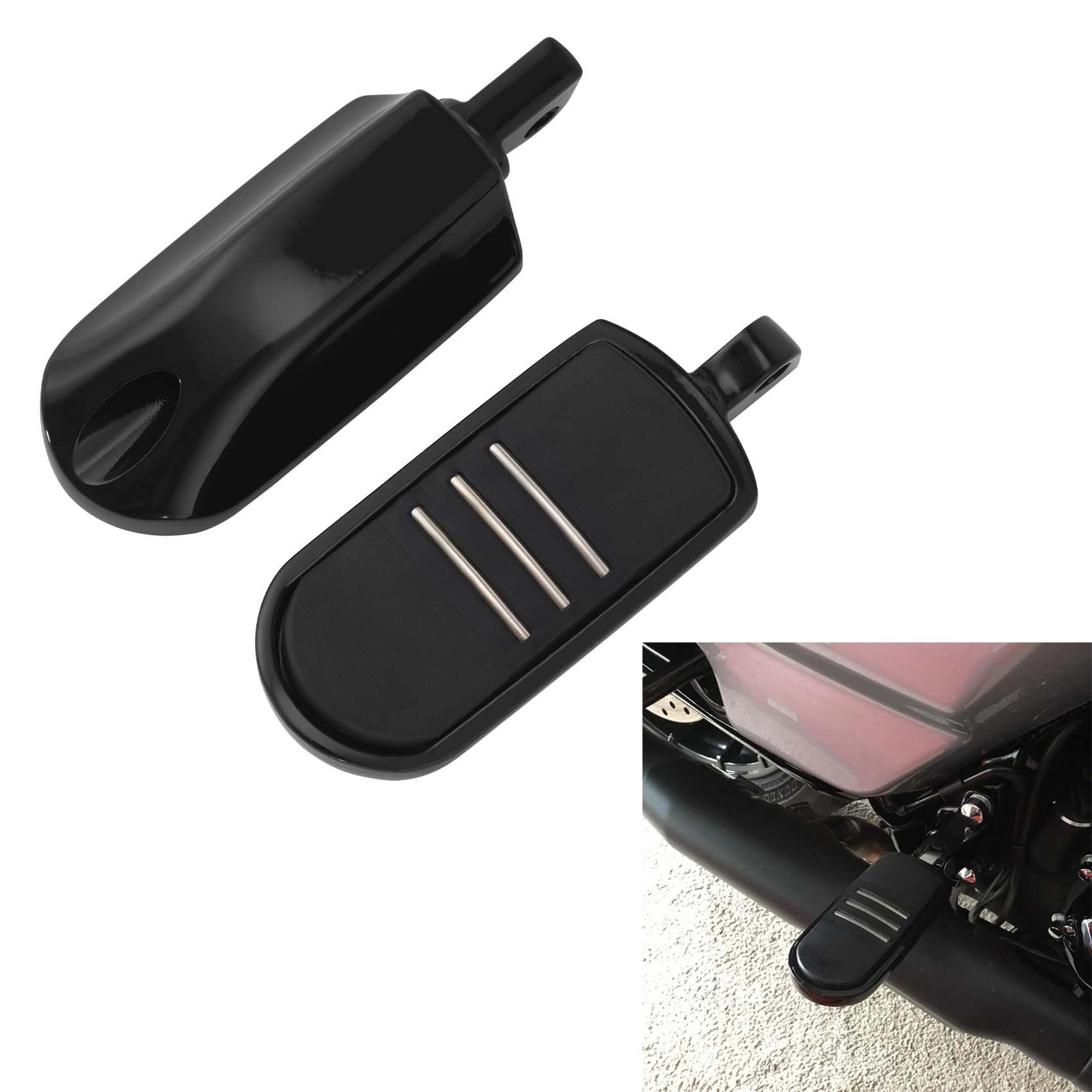 TCMT Reposapiés con incrustaciones de goma negra StreamLiner estriberas Compatible con Touring Dyna Sportster 883 1200