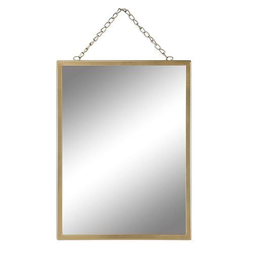 Gold Hanging Mirror with Chain, 12 x 16 Inch Rustic