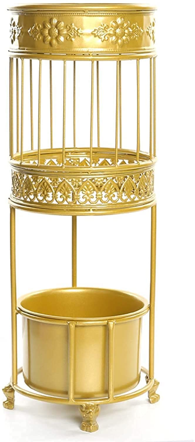 FCXWEVR Nordic Wrought Iron Umbrella Stand with 3 Hooks & Movable Drip Tray Stylish Long & Short Umbrella Storage Bucket for Entryway Hallway & Home nization