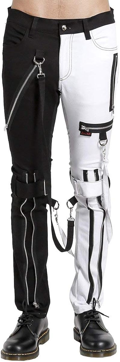 black and white split leg jeans