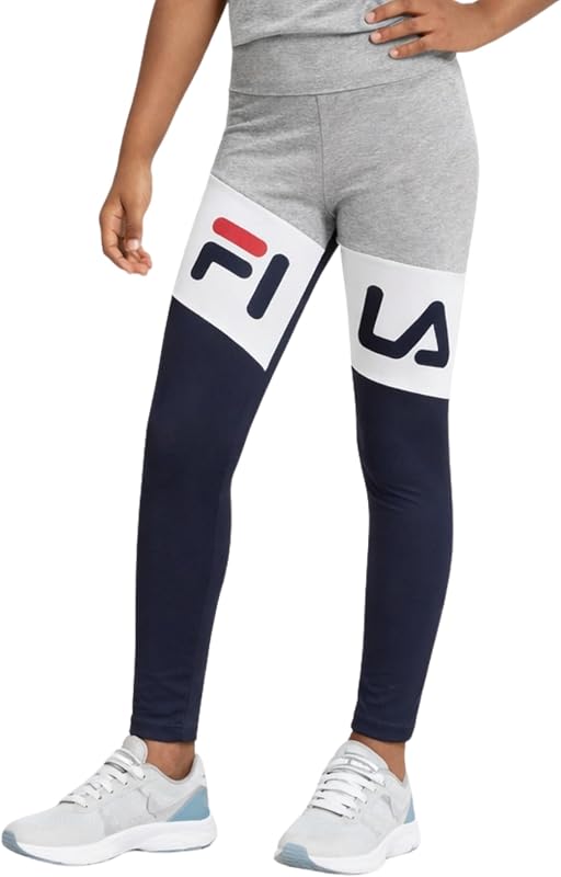 Fila Leggings para niñas - Leggings deportivos elásticos de mezcla de algodón suave de cintura alta para niñas con cintura elástica