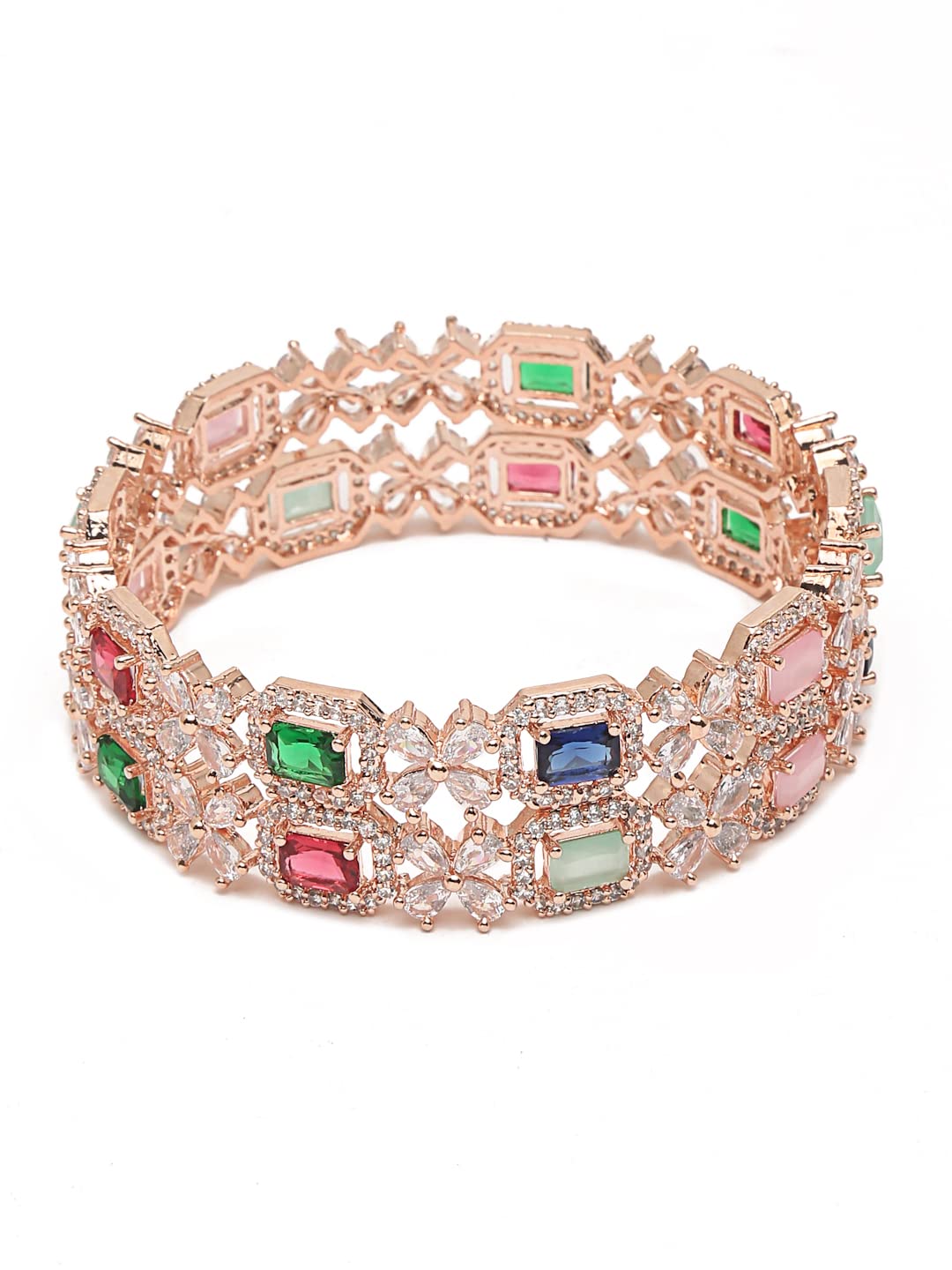 YouBella Jewellery Stylish Rose Gold Plated Multi-Color Stone Studded Bangles for Girls and Women (YBBN_91889) (Gold) (2.4) (B0B135RPC9) Amazon Price History, Amazon Price Tracker