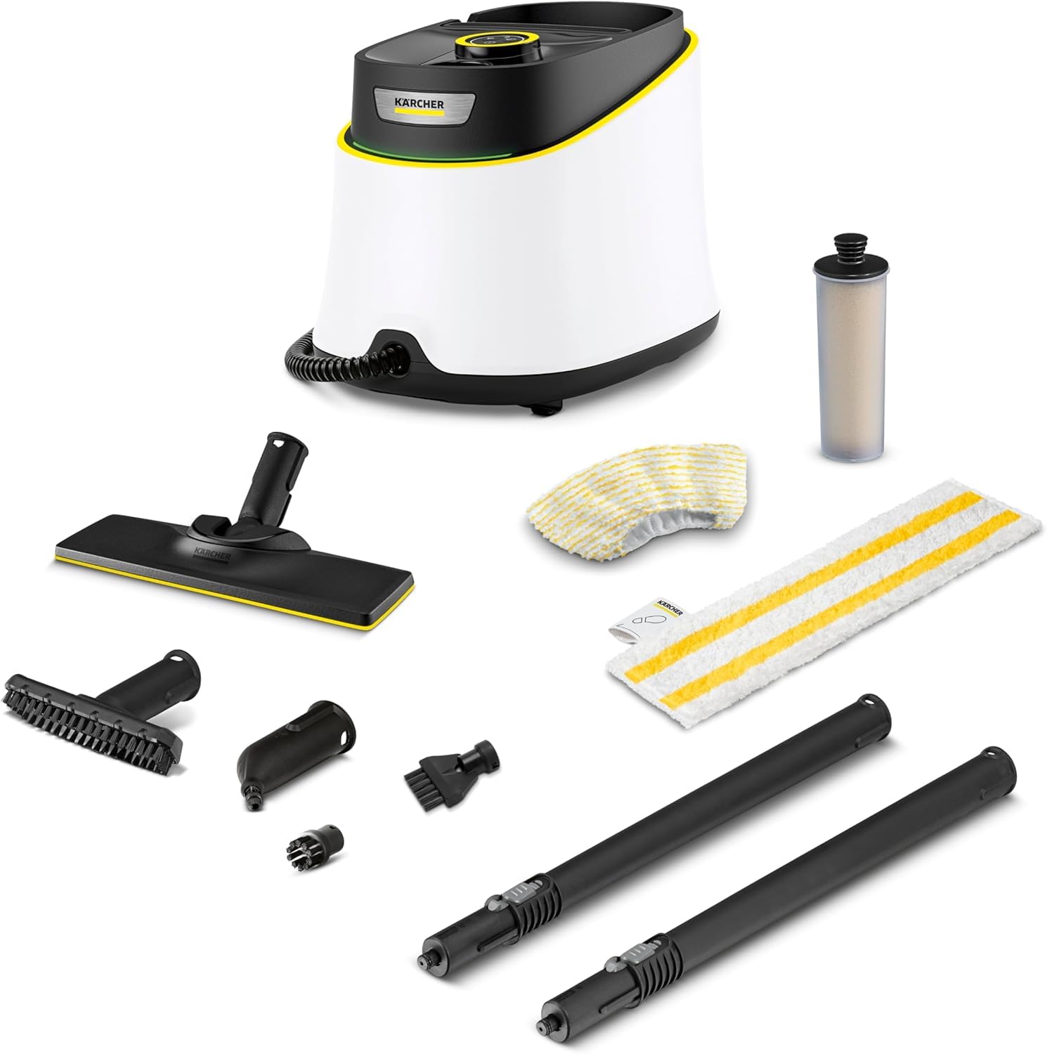 Kärcher Limpiadora de vapor SC 3 Deluxe, presión: 3,5bar, calentamiento: 30s, potencia: 1900W, rendimiento: 75m², depósito: 1l, kit de suelos, funda de microfibra, boquillas y cepillo redondo