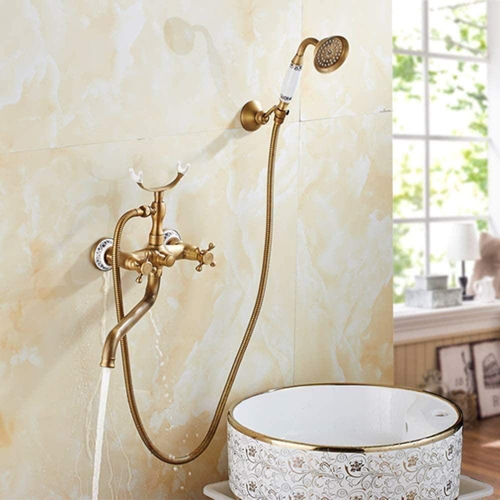 Ensemble de douche cuivre bronze antique céramique avec douchette téléphone
