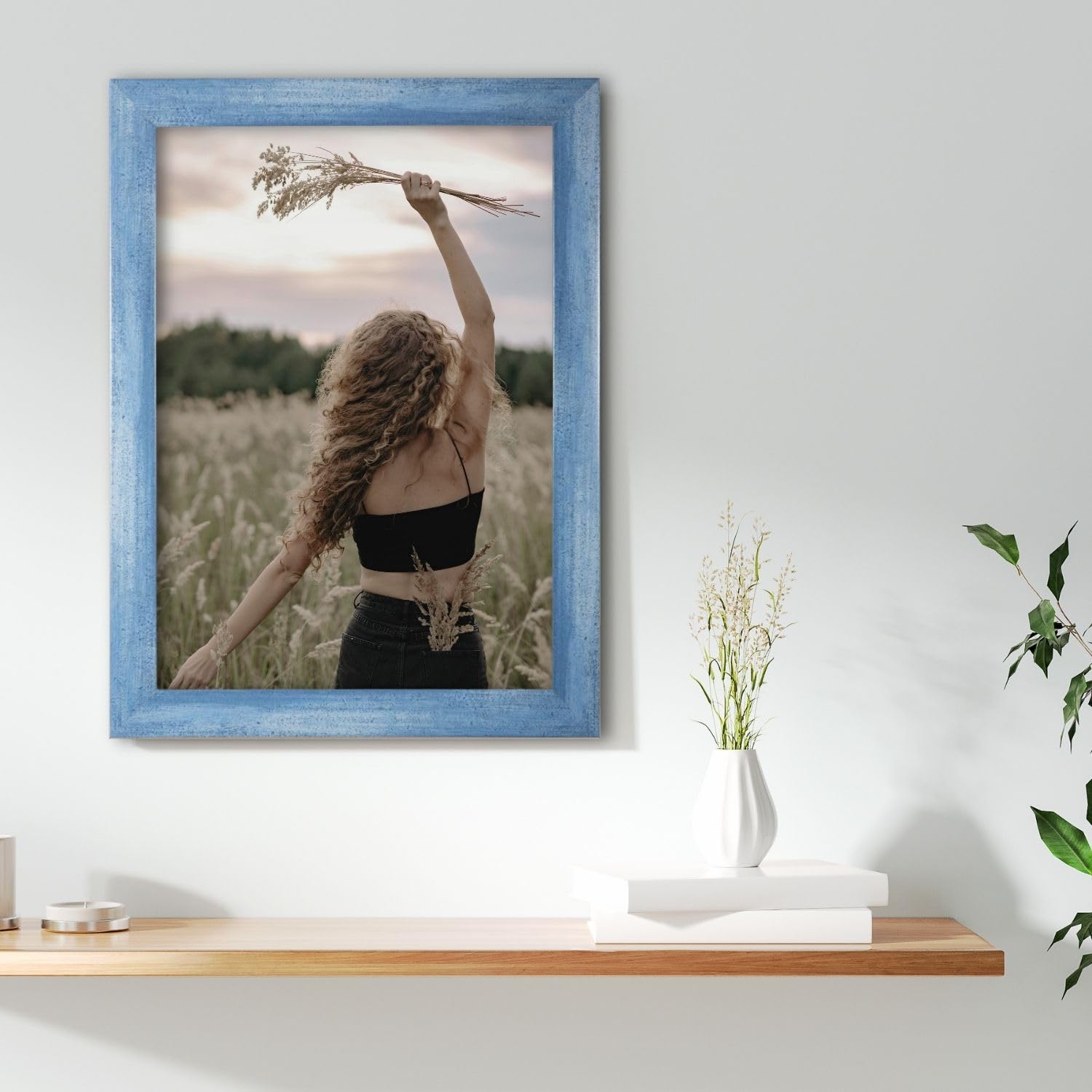 Online-GalleryKing Marco de fotos de madera, 60 x 90 cm, color azul claro | foto | póster | rompecabezas | galería | marco