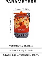 Vista 4 de Fire-Maple Fixed Star X2 - Sistema de estufa para mochileros y campamentos, equipo de cocina de propano al aire libre, juego de quemador de chorro