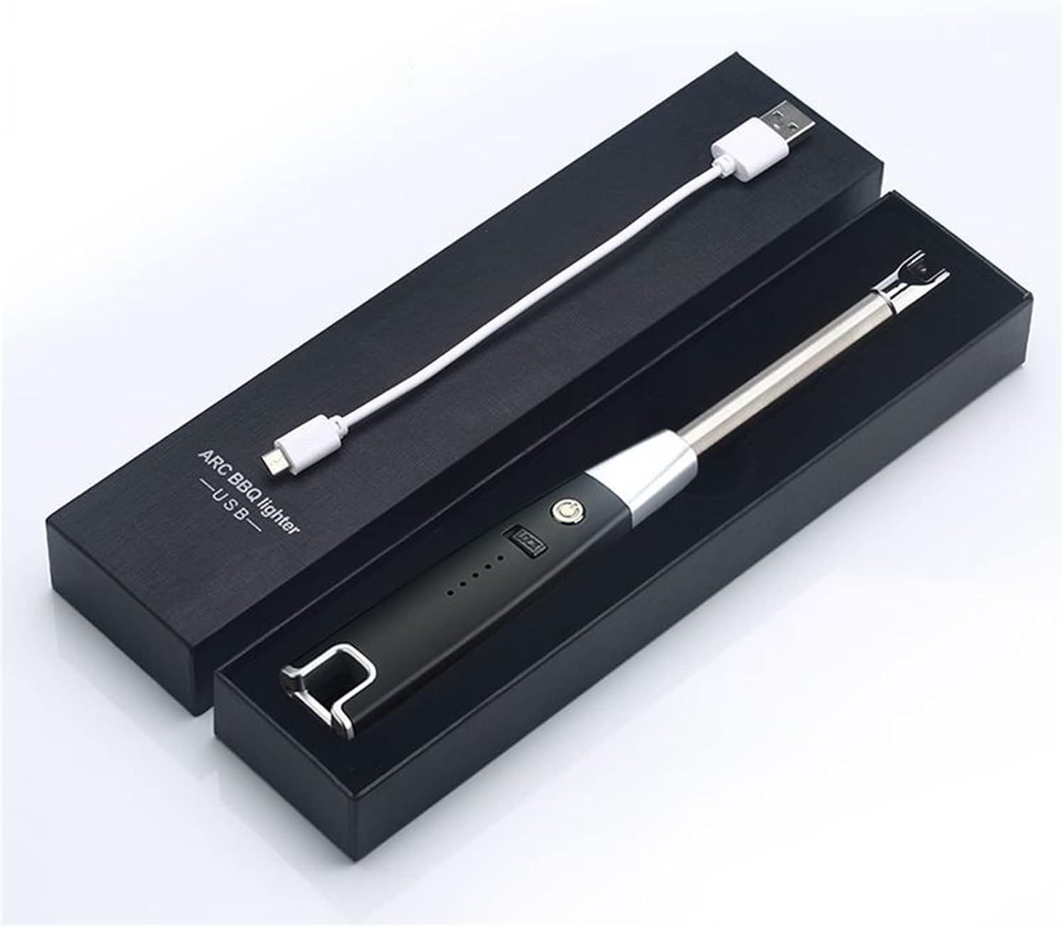 USB Electronic Rechargeable Arc Igniter, Electric Lighter, Metal Windproof Kitchen Gas Stove Igniter, with LED Battery Display, for Candle Cooking BBQ(Color:B)