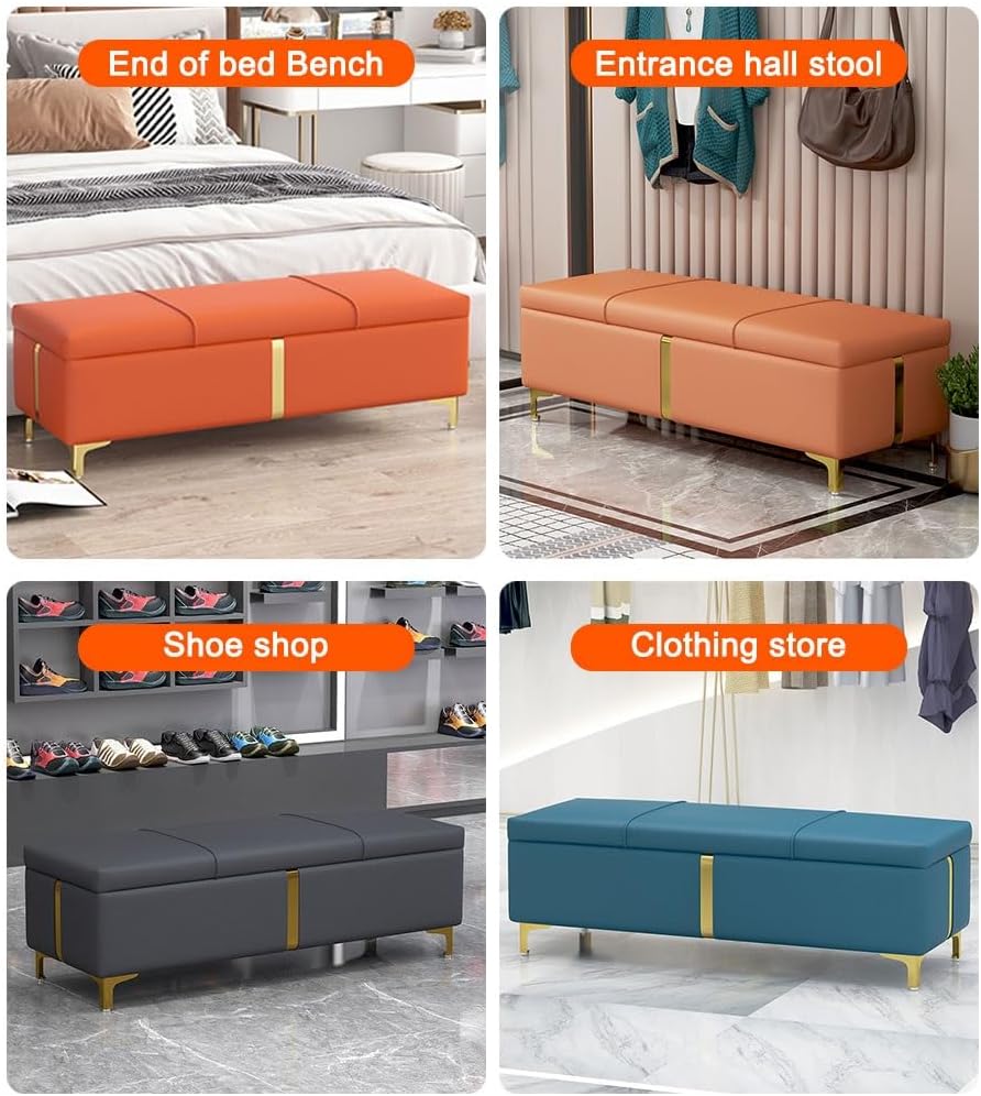 Storage Bench for End of Bed Dark Green Ottoman with Synthetic Leather Shoe Storage for Entryway 80 cm Stylish and Functional Storage Solution for Home Decor