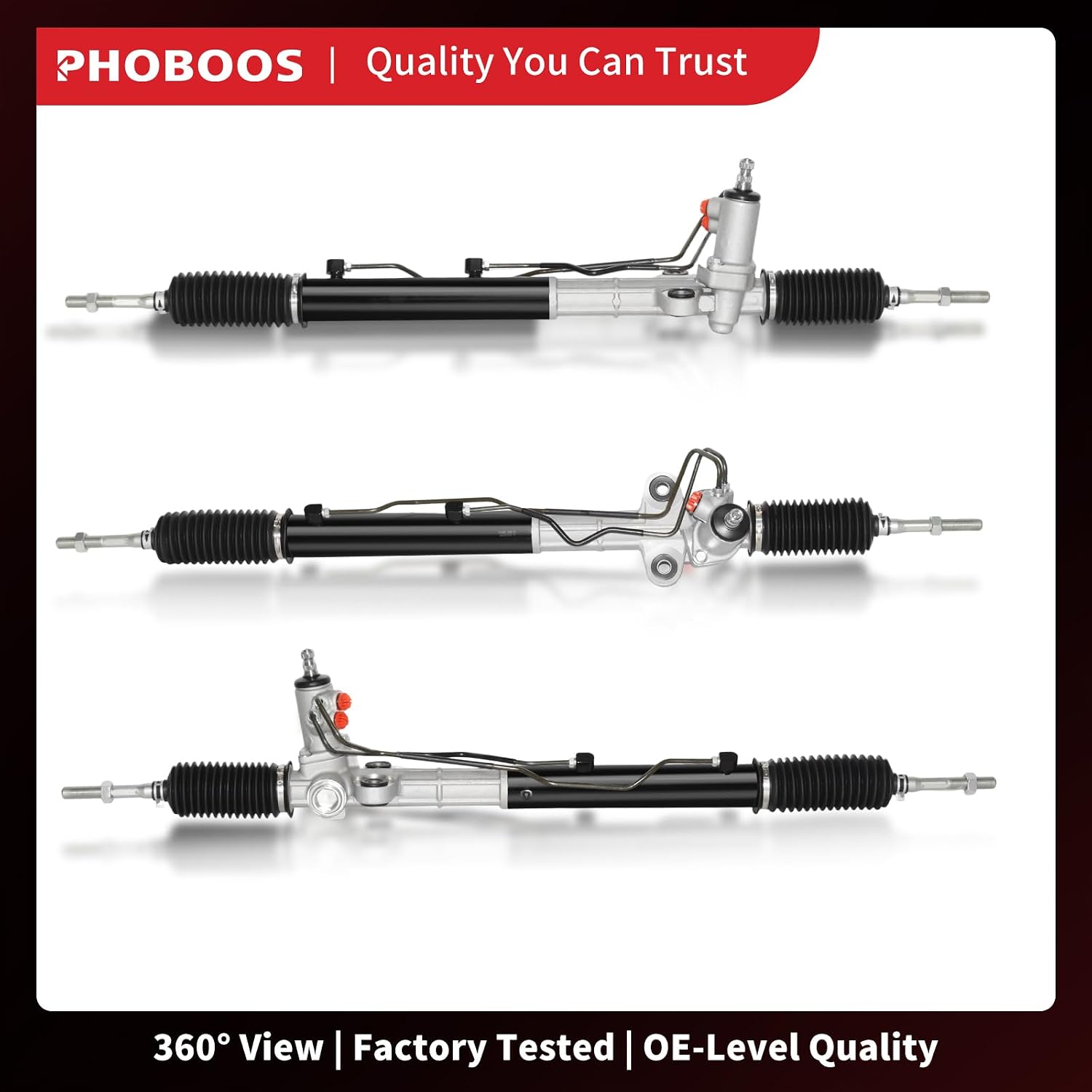 PHOBOOS Hydraulic Power Steering Rack and Pinion Assembly Compatible with Hyundai Santa Fe 2007-2009. New Unit, Leak Resistance, Direct Fit, Ref. 97-2425