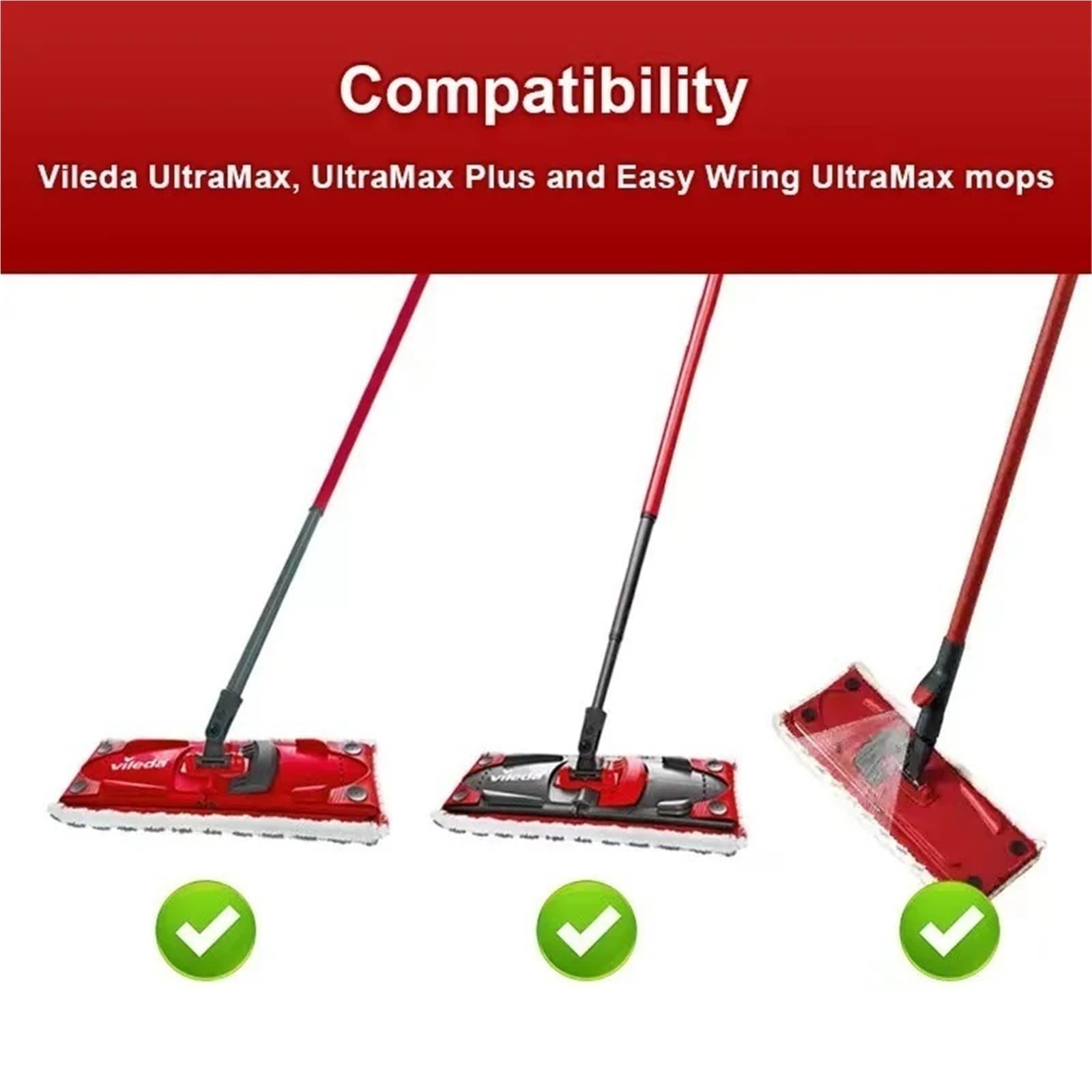 Paño de fregona plana de secado rápido, lavable a máquina, herramientas de limpieza reutilizables, compatible con almohadillas de microfibra for suelo Vileda Ultra Max de repuesto(10pcs)