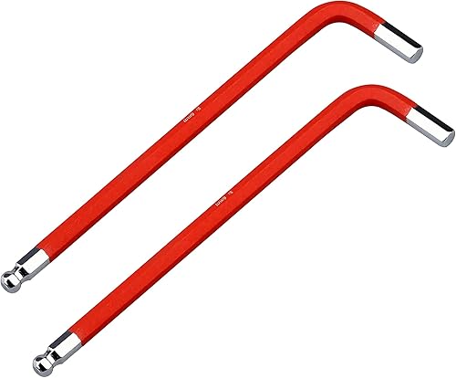 2 llaves Allen de extremo de bola de 0.236 in, llave hexagonal interna, herramienta de reparación de acero S2 de brazo largo en forma de L, color