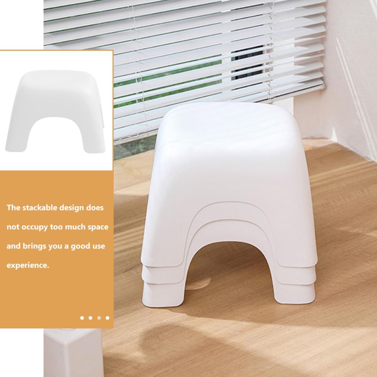 OSALADI Non-Slip Small Plastic Stool, Thickened Anti-Skid Footstool, White Stackable Step Stool for Bathroom, Living Room, and Activities