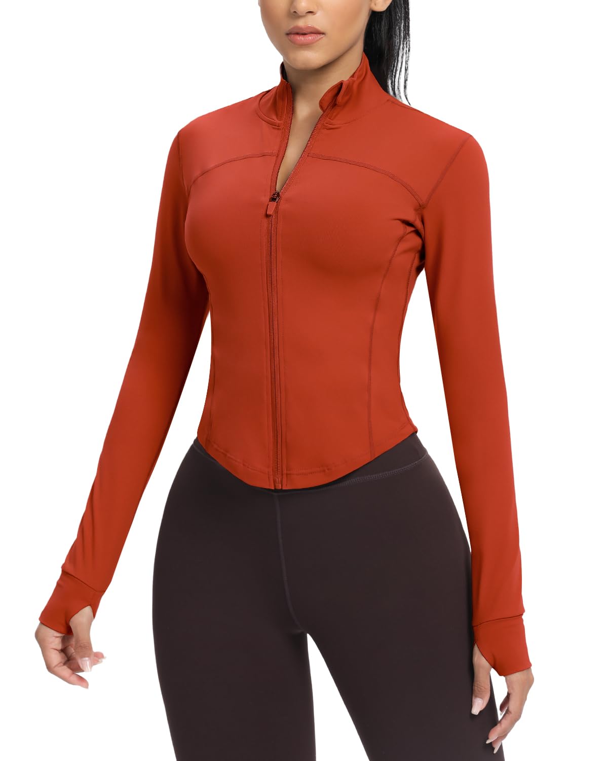 AVGO Women's Cropped Running Workout Jackets Zip Slim Fit Athletic Tops