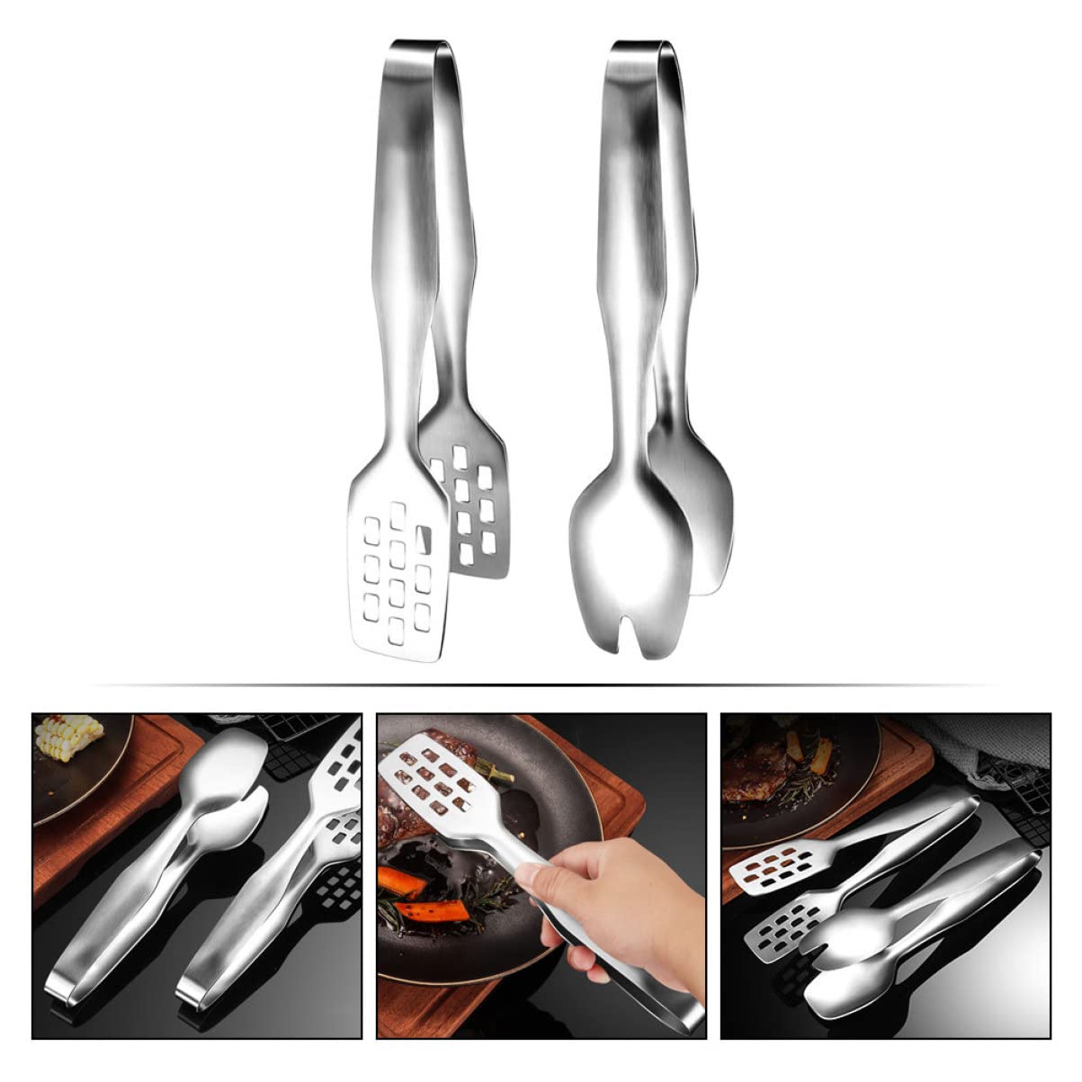 4 pezzi Picnic Home Barbecue Cottura del pane Dolci Lanciare Gadget nuziali Sfregamenti Bistecca di manzo Pizza Blocco Heat- Fish Verdura Metallo Biscotto Bistecca Morsetti Scald Locking Salads ( Co