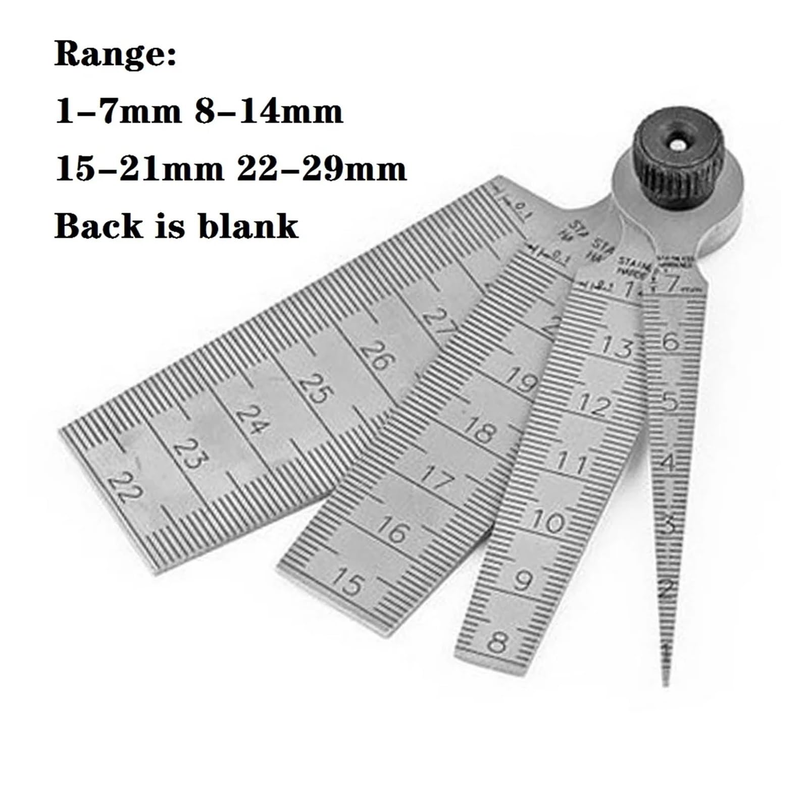 Galgas de Espesores Juego de 6 calibradores cónicos de acero inoxidable de 0 a 7 mm con e de apertura y regla de medición for inspección de orificios.(Model 7)