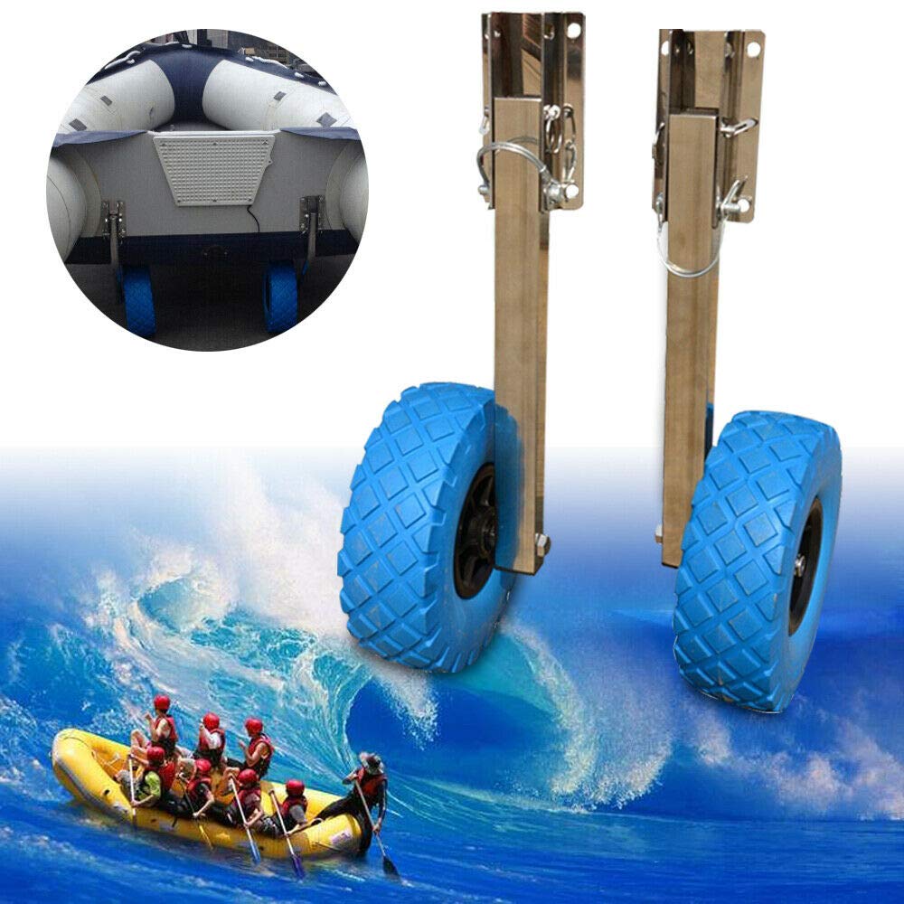 Roues de transport pour bateau pneumatique - 10" x 3" - Roues arrière en acier inoxydable - Pour bateau gonflable - Roues arrière - Roulettes en acier inoxydable - Charge maximale : 150 kg - Pour