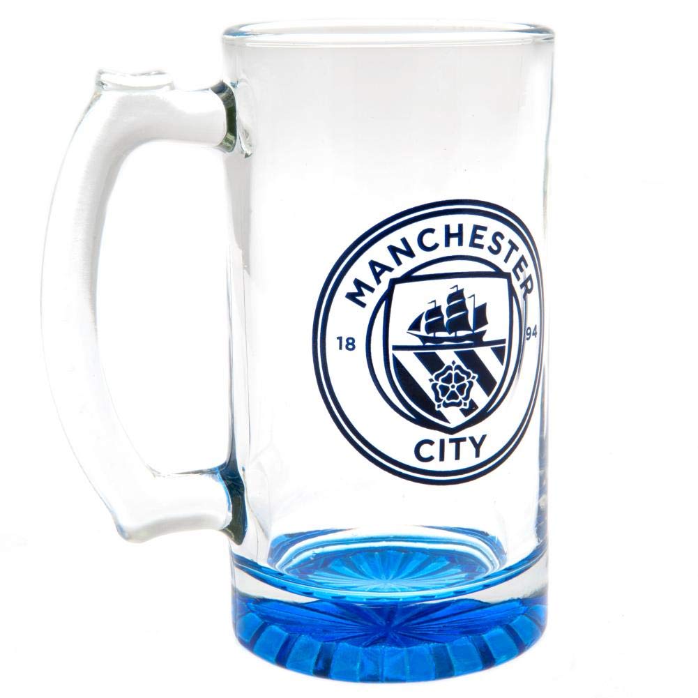 Manchester City FC - Jarra de cerveza de cristal con el escudo del equipo