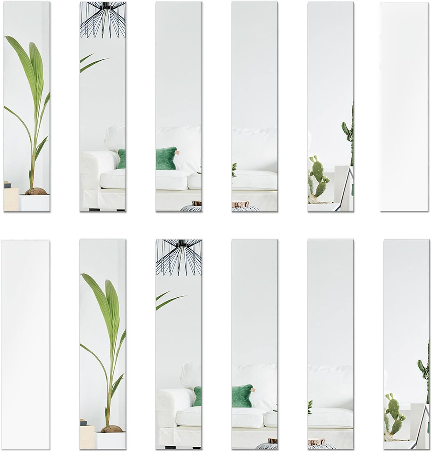 Stick on Mirror Tiles, ZOCONE 12Pack Mirror Stickers 7.87in Long Self