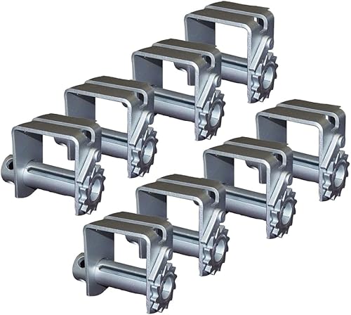 Mytee Products Paquete de 8 cabrestantes deslizantes dobles en L para pista doble L 5500 libras WLL de perfil estándar chapado en zinc deslizante