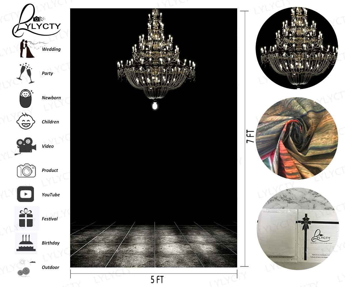 LYLYCTY Fotografie-Hintergrund - Kronleuchter Thema, Vinyl, 300 M, Studio Requisiten