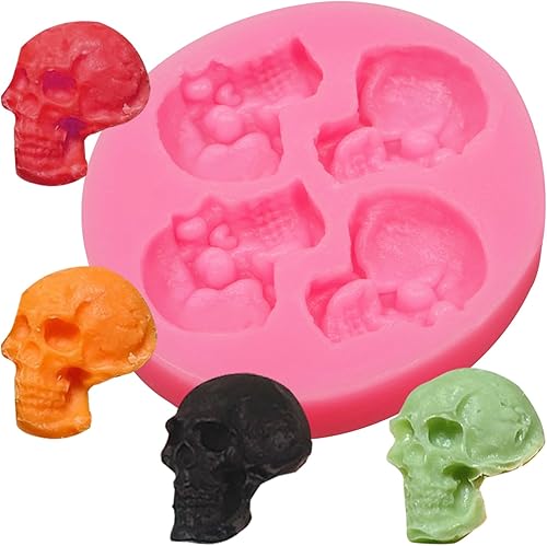 Miniatura 9 de Moldes de silicona 3D de calavera de esqueleto para Halloween, 3 piezas, para fiesta de Halloween, chocolate, caramelo, arcilla para decoración de