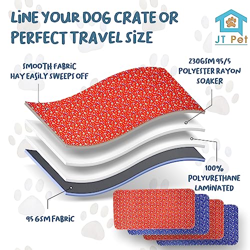 Image of Guinea Pig Cage Liner - Pack of 4 Washable Pee Pads for Dogs, Smooth Fleece Guinea Pig Bedding for Cage & Crates, Reusable & Waterproof Puppy Pee Pads - 47x24 Inches, Red Blue Piggies