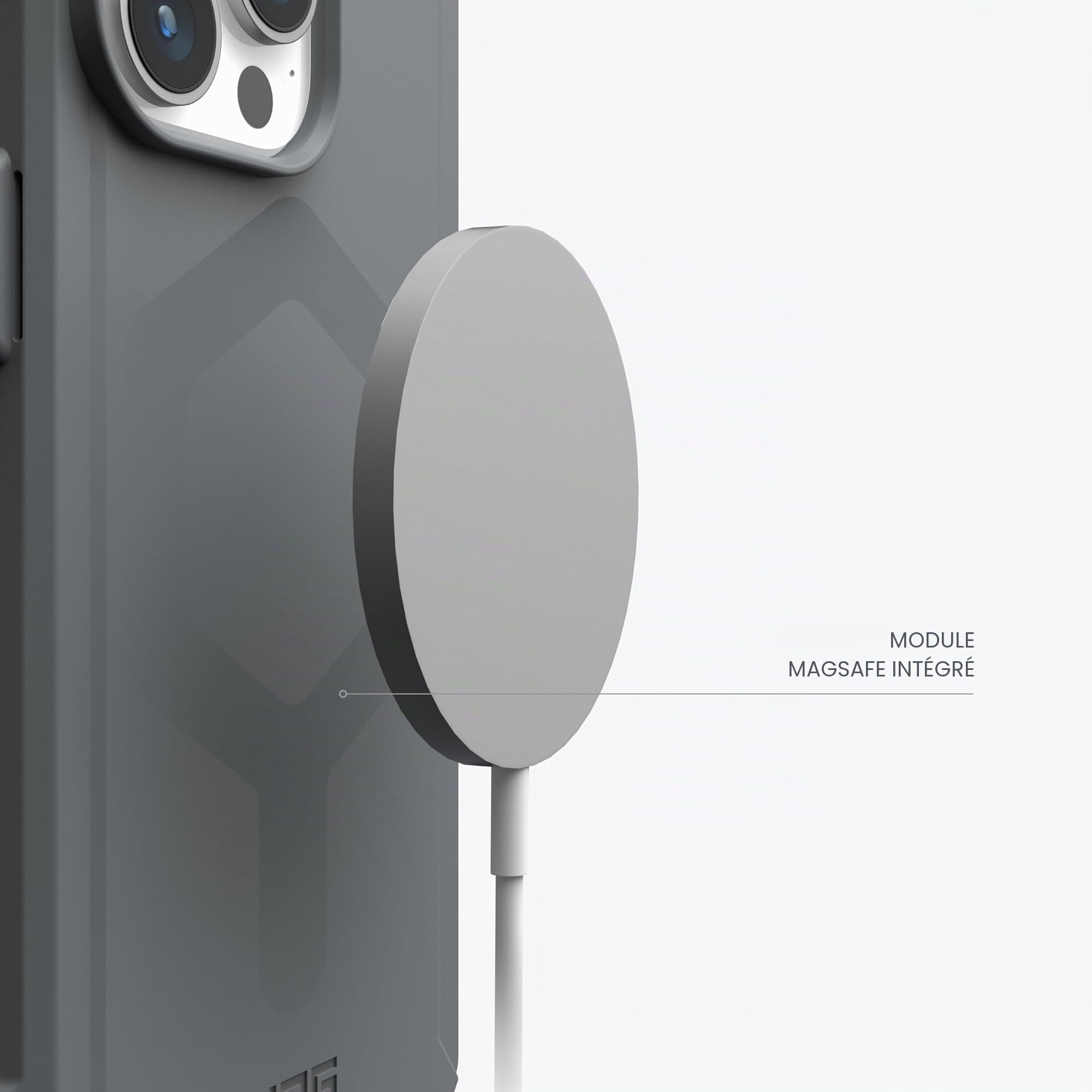 URBAN ARMOR GEAR UAG [Version Mise à Jour] Compatible avec iPhone 15 Pro Max 6,7" Essential Armor Silver Aimant intégré Compatible avec MagSafe Charging Coque de Protection Robuste de qualité