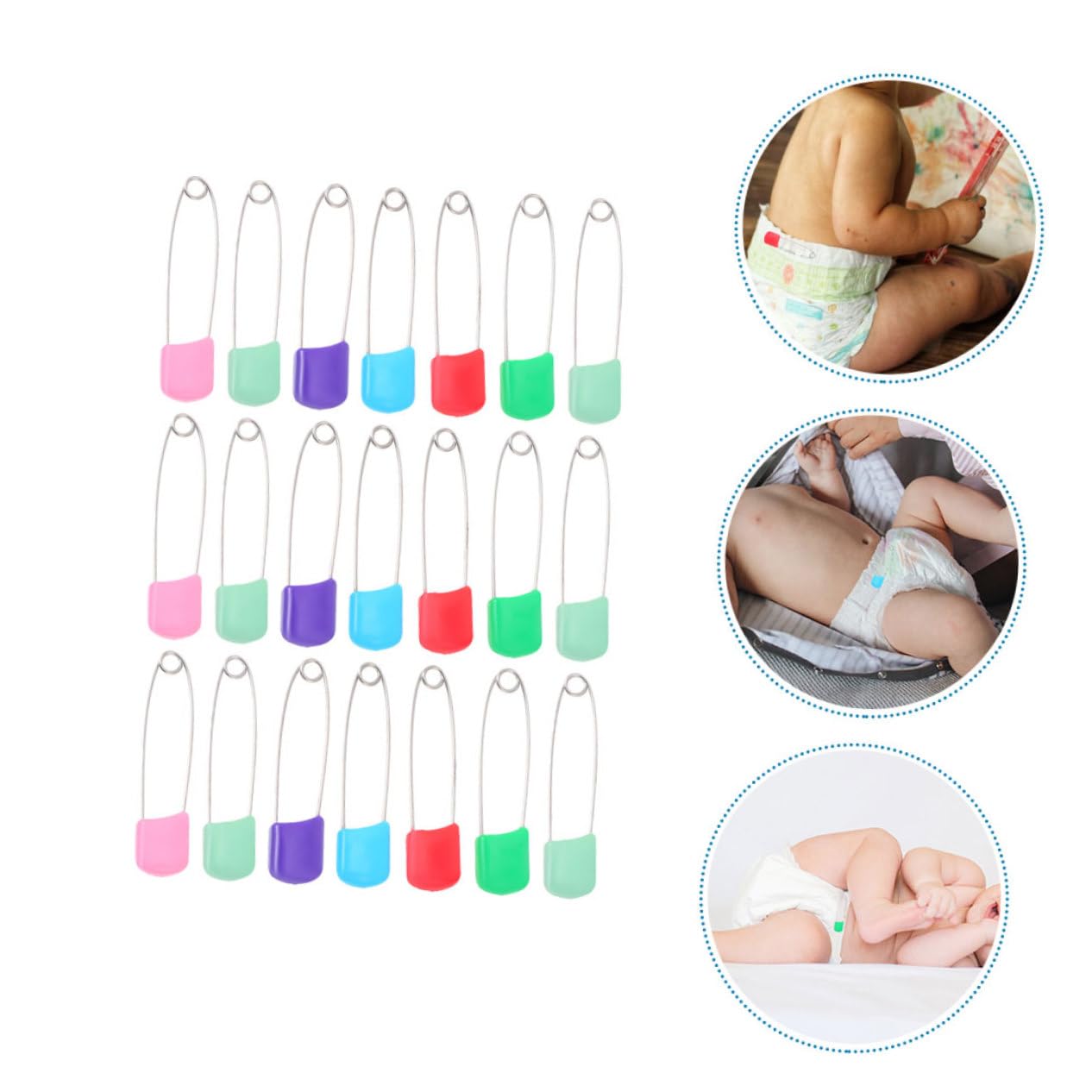 COHEALI Épingles à Couches Sécurisées pour Bébés 50 Pièces en Couleurs Variées Épingles à Tête en Plastique Résistantes Et Solide pour Couches Tissu Couture Et Loisirs Créatifs