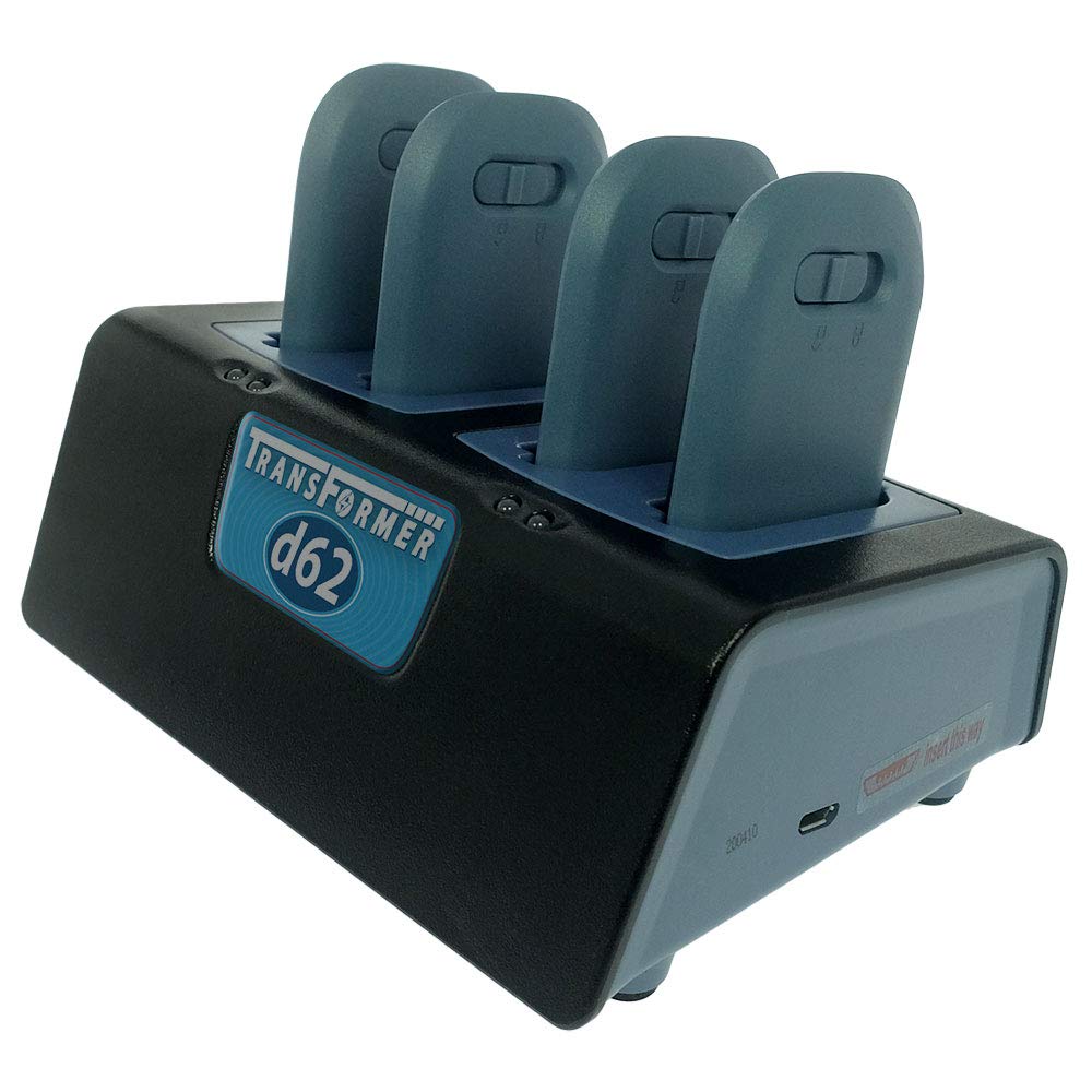 Transformer 4-Bay Battery Charger for Ascom d62 and i62 Batteries. Power Supply Included