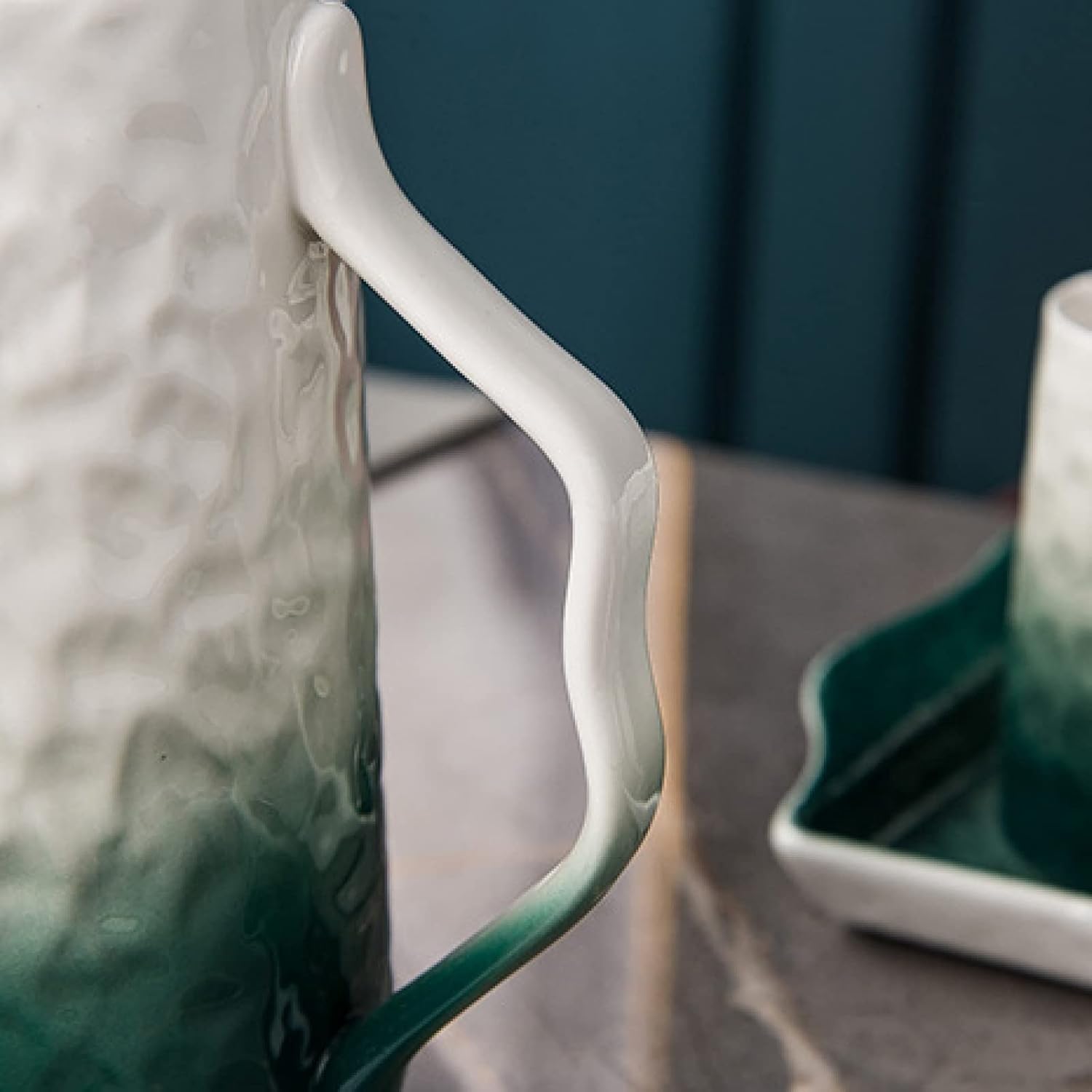 Zestaw filiżanek do espresso, kubki do kawy, herbata porcelanowa dla dorosłych 1 czajniczek 6 Nordic Service dla osób do użytku domowego i biurowego Prezent(Green)