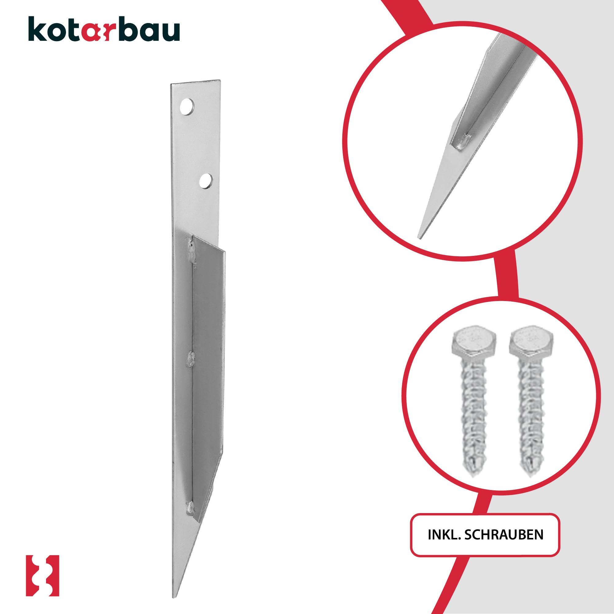 KOTARBAU® Universele inslaghuls, grondanker voor schommel, 4 stuks 8 schroeven, 44,5 x 4 cm, plaatstaal, thermisch verzinkt, grondankers voor schommel, schommelankers, speelhuis, speeltoren