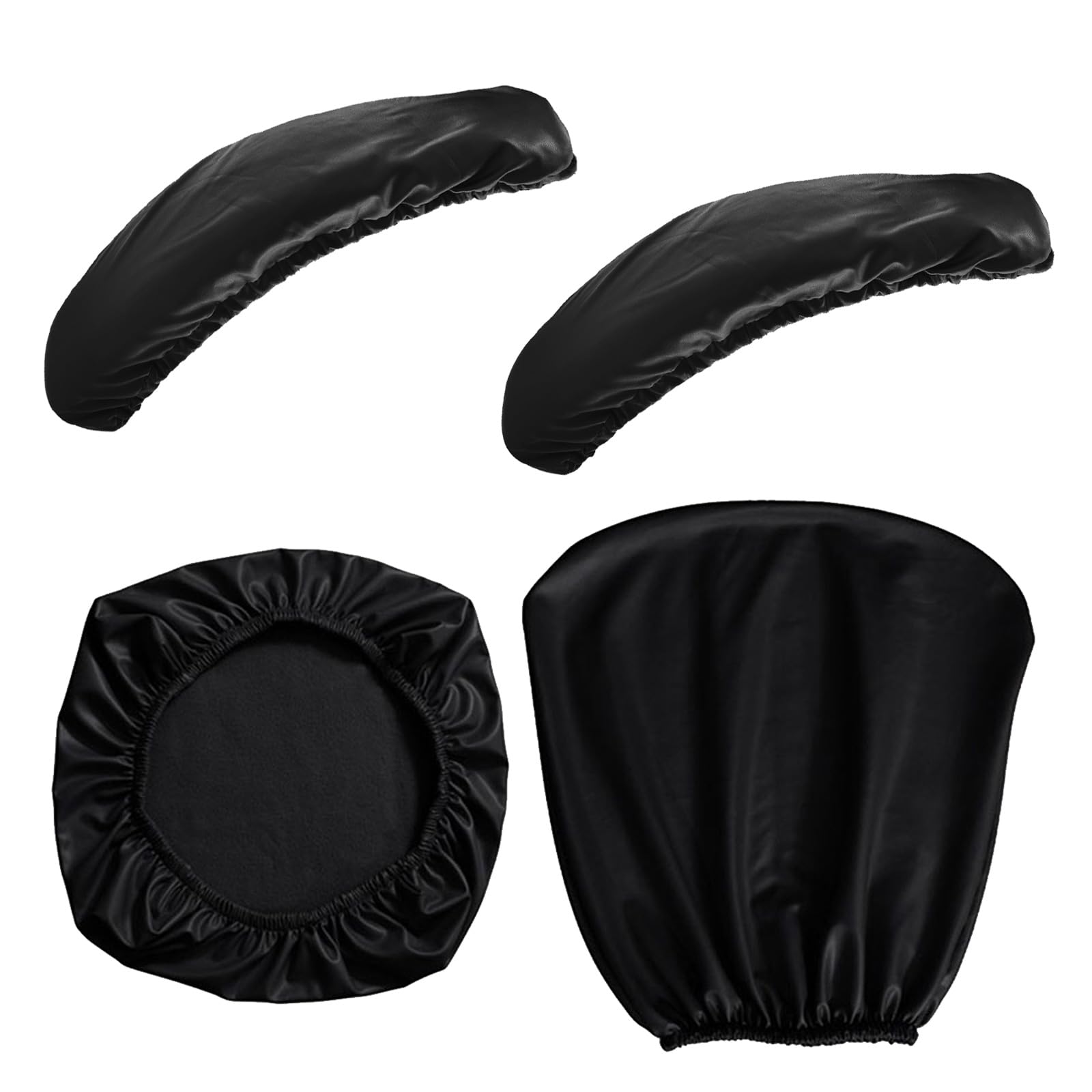 Shukii 4 pcs Waterproof Office Desk Chair Seat Cover +Armrest Covers PU Leather Chair Covers Stretchable Rotating Computer Chair Slipcovers Protector High Chair Cover for Office Desk Chair