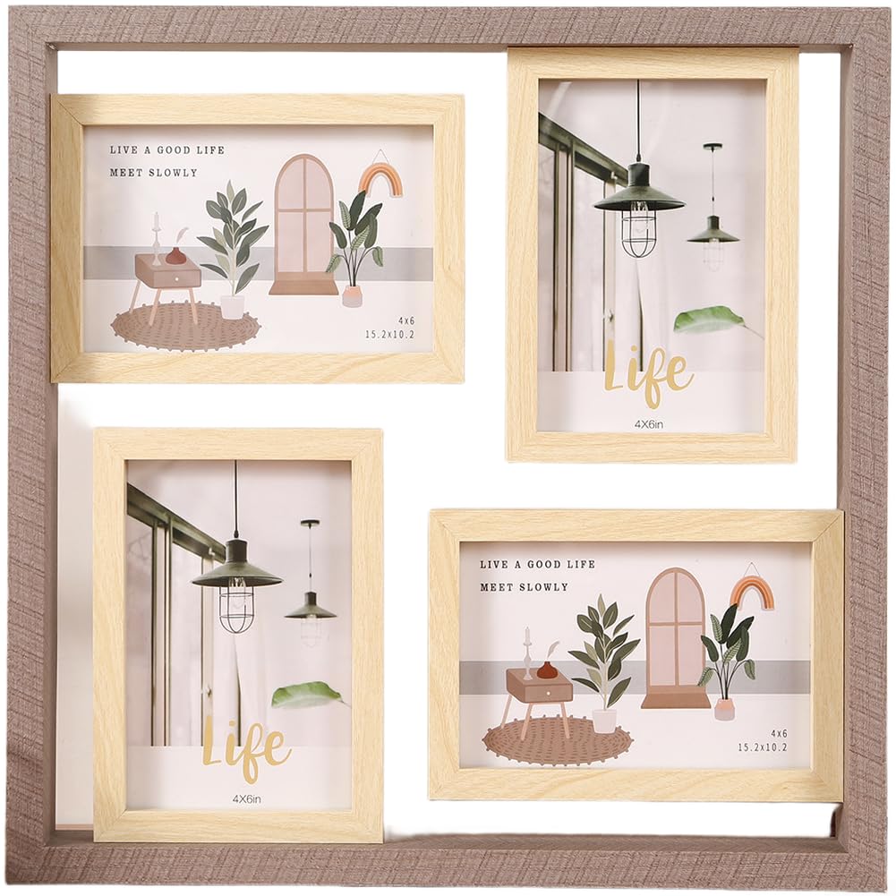 Cadre photo contemporain en bois 4 grilles pour regrouper vos photos