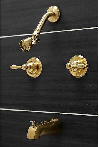 Miniatura 4 de Kingston Brass KB248AL - Grifo de bañera y ducha con mango de palanca decorativa, níquel cepillado, alcance de boquilla de 5 pulgadas