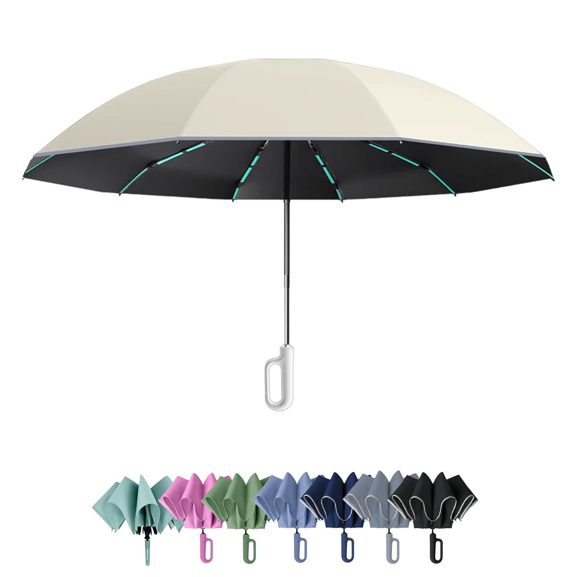 Sponsored Ad - Compact Travel Umbrella With Reflective Strip, Windproof & UV Protection Anti-Slip Handle Lightweight 95% UV Block for Men, Women & Kids Ideal for Rain & Sun Coverage,