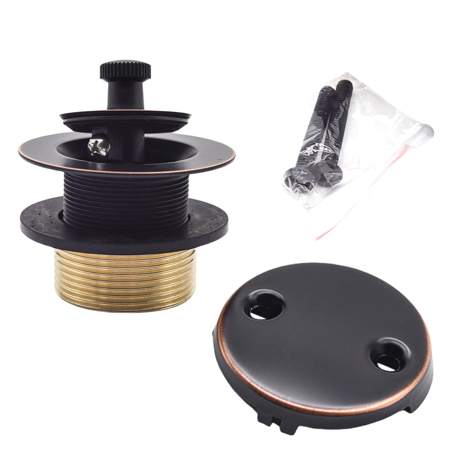 Jazuaiao Antique Color Drain Stopper Conversion Kits Assembly Replacement Tub Drain Trim Set With Two-Hole Overflows Faceplate Enduring Bathtub Assembly
