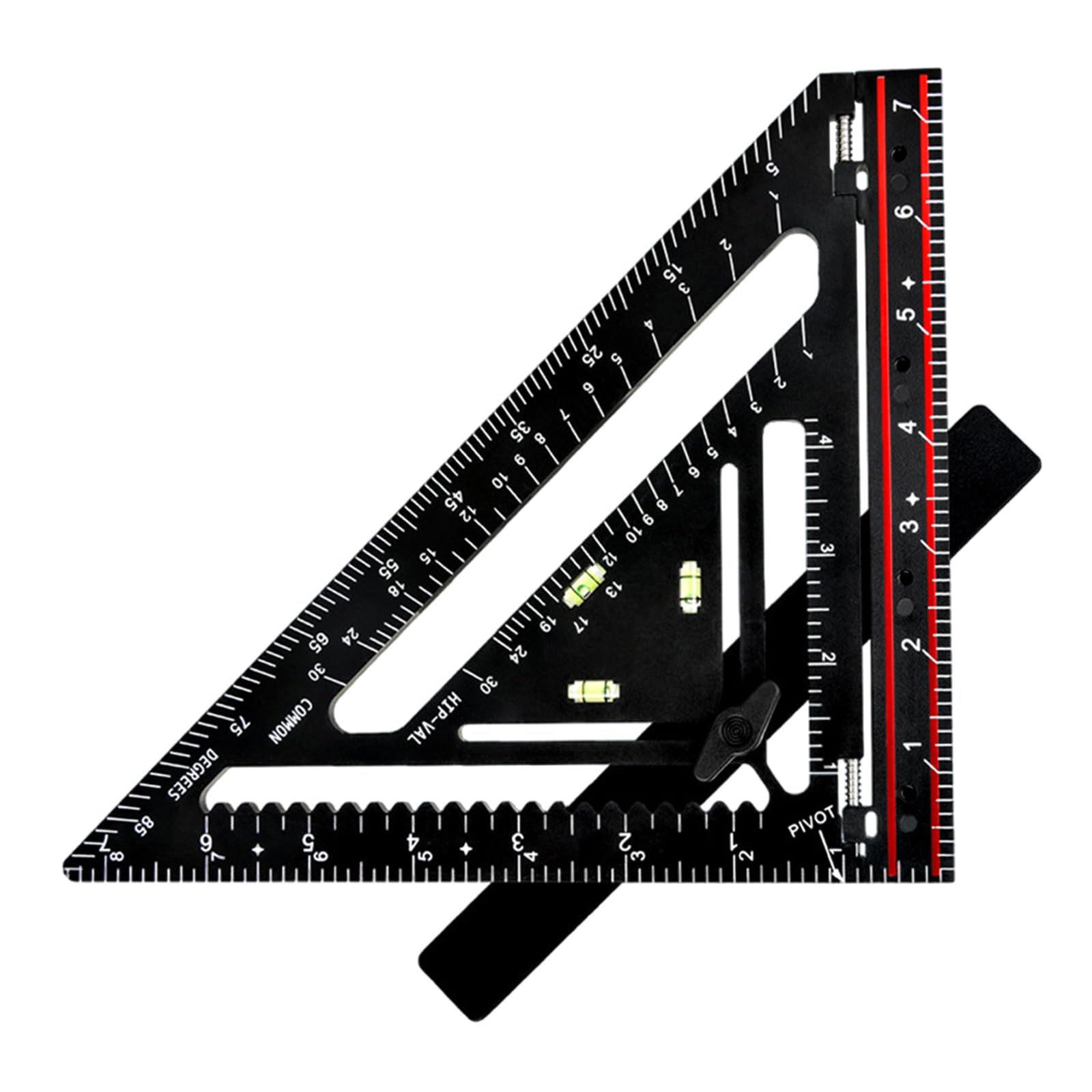 Foldable Triangles Square Ruler with Positioning Rod for Drafting Angles Measurement, Accurate Drawing Measuring Ruler