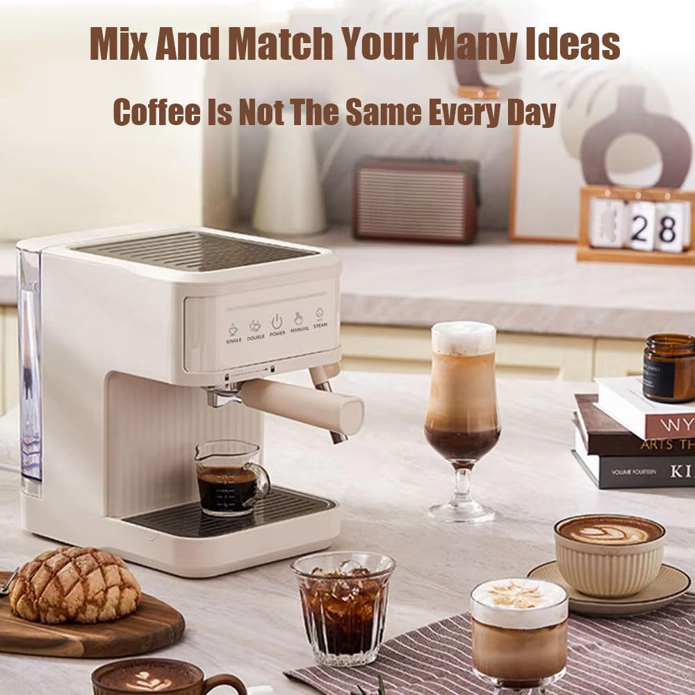 Cafetera Espresso De 20 Bares, Cafetera SemiautomáTica Con Vaporizador De Leche, Pantalla TáCtil, Tanque De Agua De 60 Oz, Cafetera Para El Hogar, MáQuina De Café Con Leche,Black