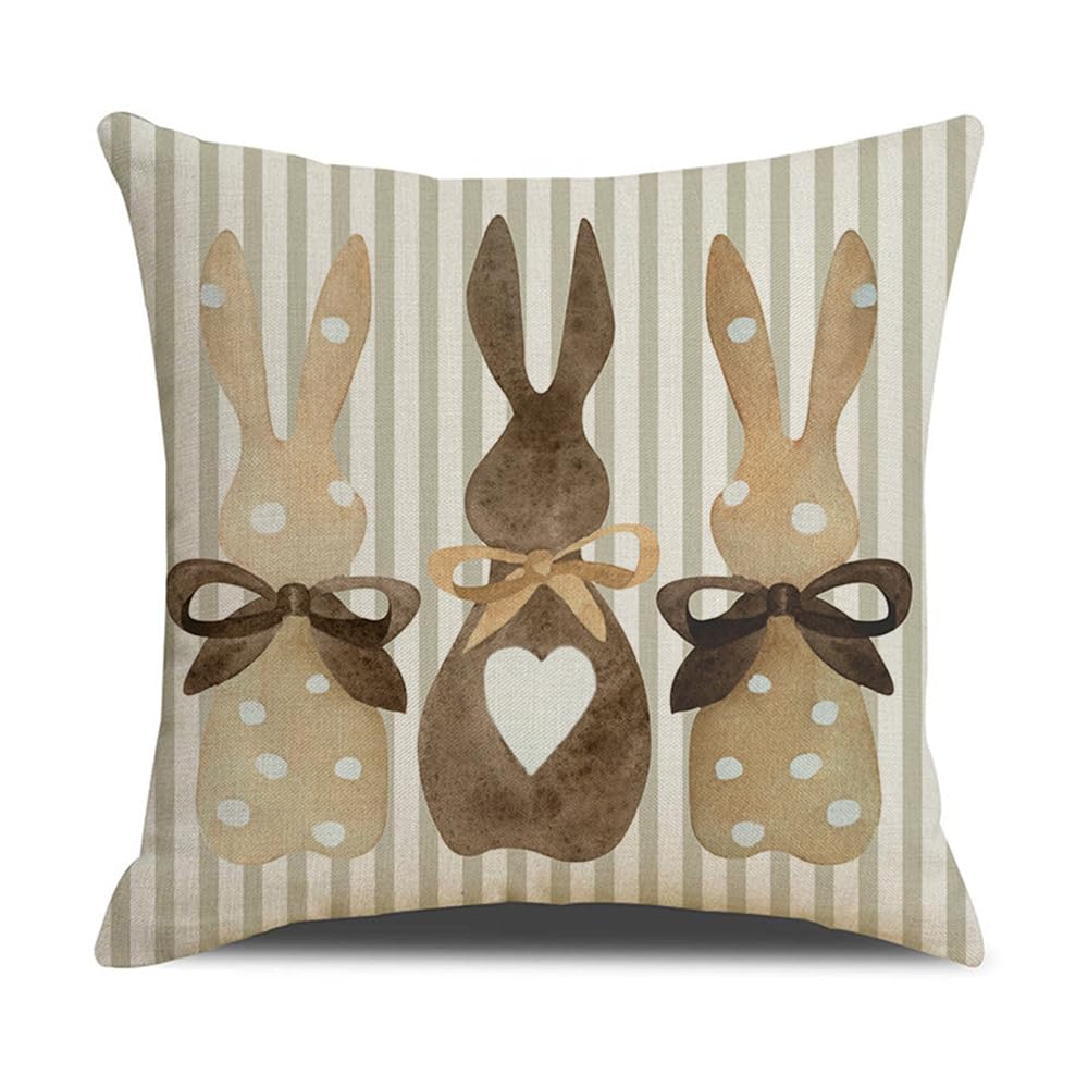 GEEORY G482-18 - Juego De 4 Fundas De Almohada De Pascua De 18 X 18 Pulgadas Conejos Conejos Huevos De Hello Peeps Camiones Hip Hop A Rayas