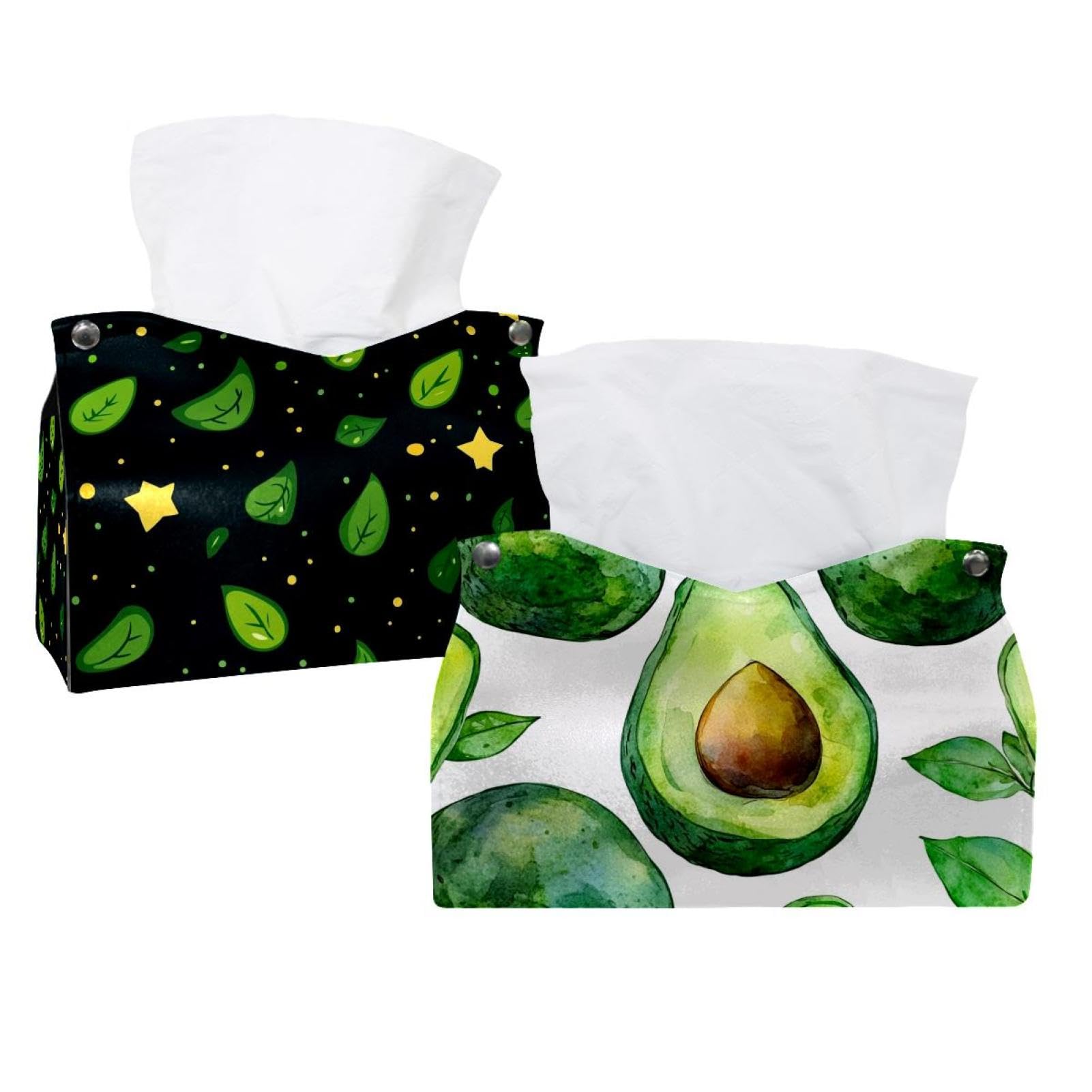 Boîte à mouchoirs en cuir décorative vert avocat lot de 2 supports design