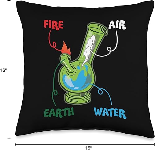 Miniatura 4 de BCC Weed Camisas de marihuana Stoner Regalos Bong Elements Fire Water Earth Air THC Weed Smoking Anatomy Throw Pillow, 16 x 16, Multicolor