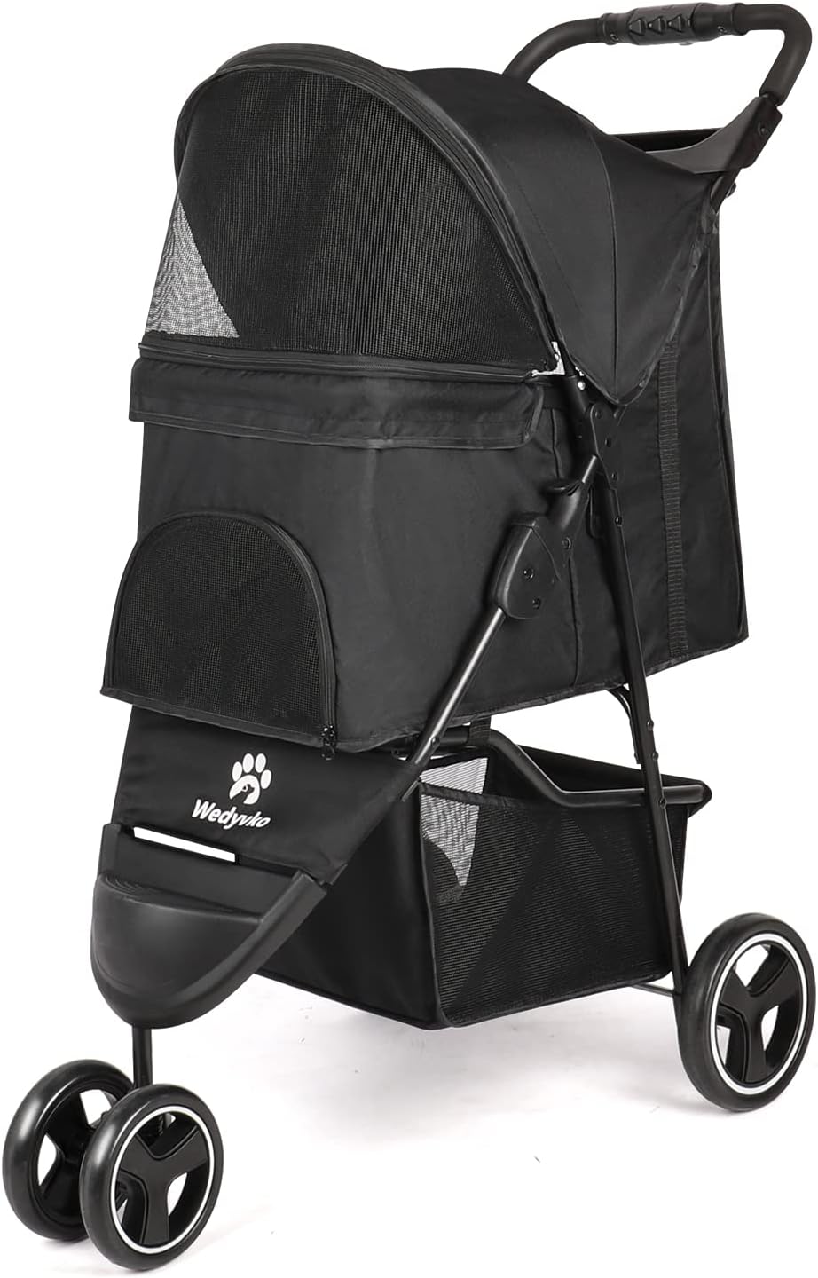 Wedyvko Pet Dog Stroller, 3 Wheels Foldable Dogs and Cat Strollers with