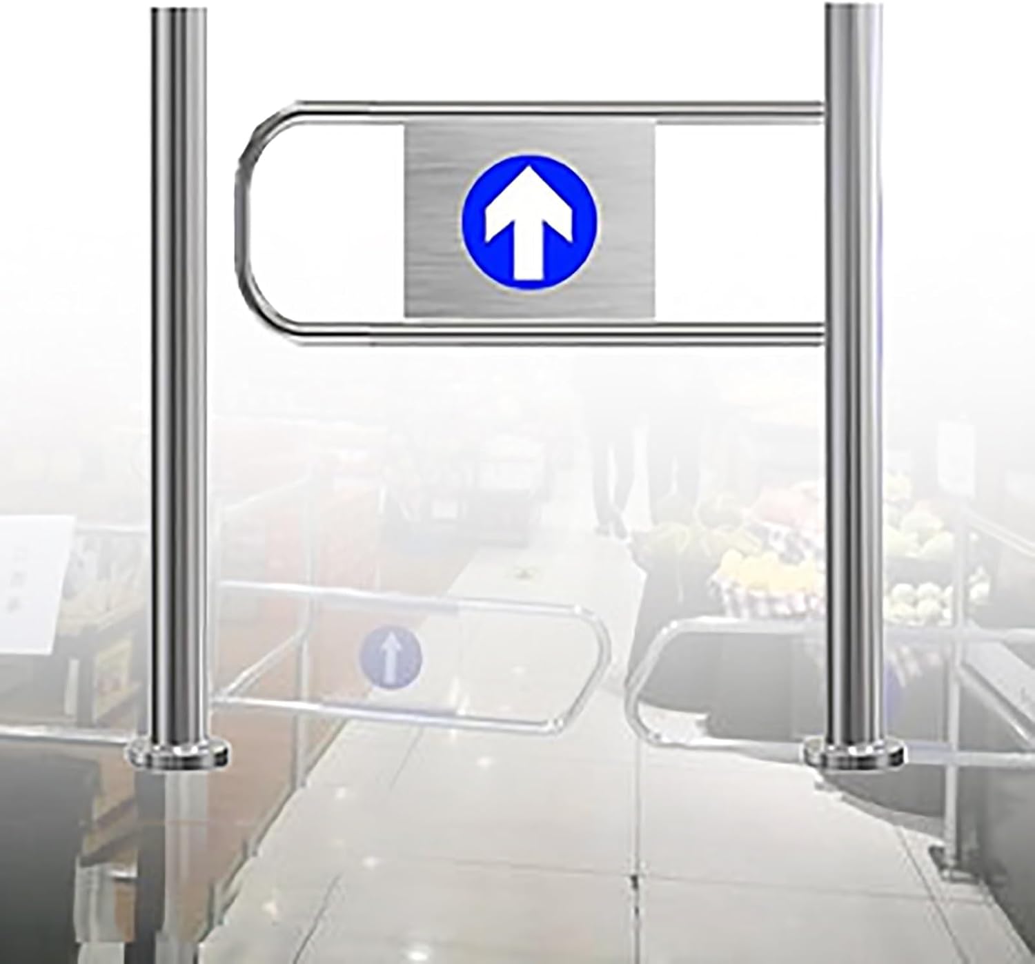 One-Way Safety Swing Gate - Spring-Loaded Metal Barricade with Post Mount for Supermarkets, Libraries, and Scenic Stores - Durable, Easy to Install, Child & Pet Safety Solution