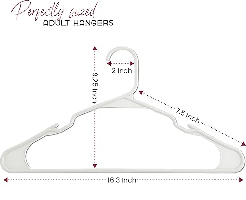 Miniatura 5 de LDC - Perchas de plástico blanco, paquete de 50  Perchas para ropa Colgar  Resistente, ahorro de espacio con ranuras para los hombros