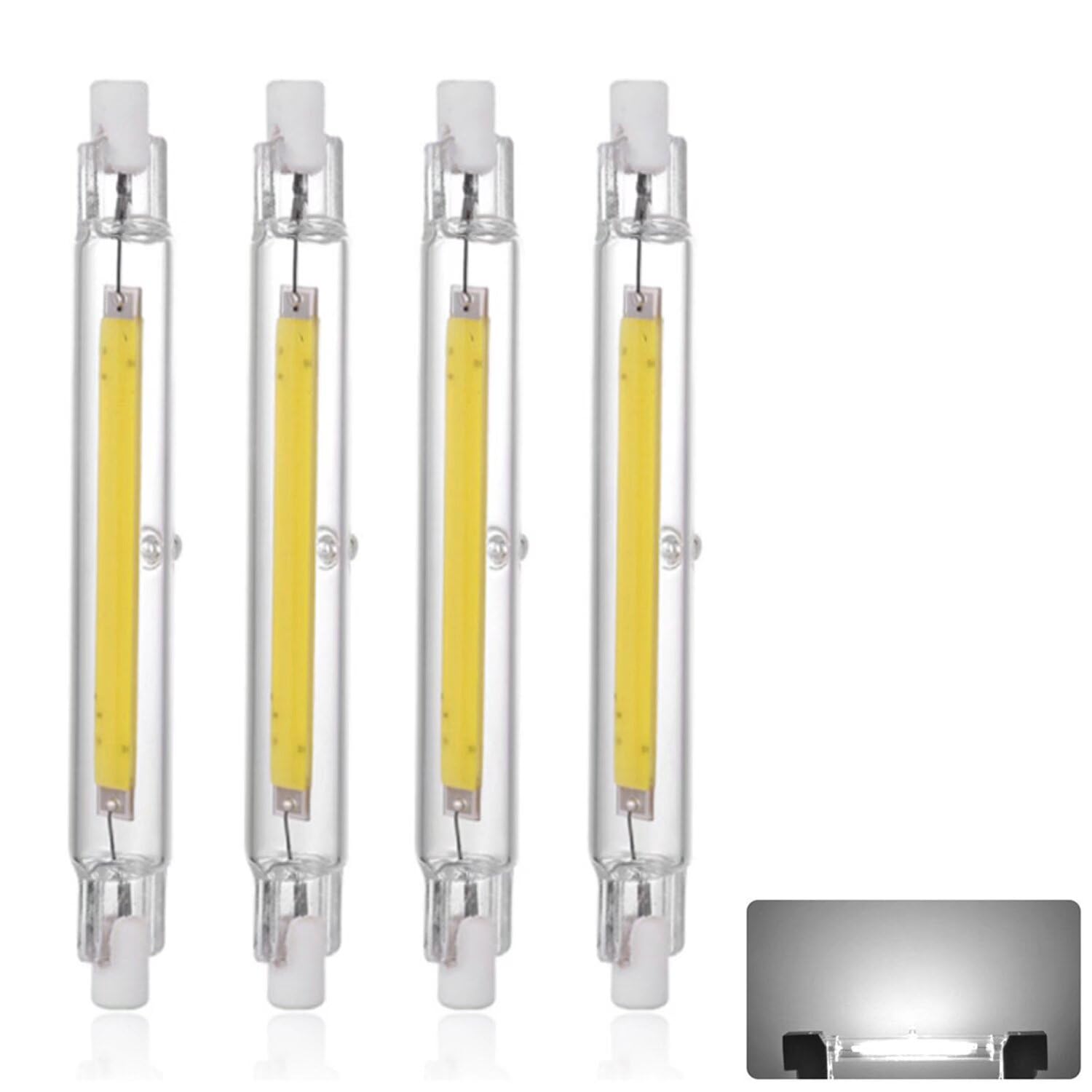 R7S LED Bulb 189mm Dimmable Cold White 6000K, 30W R7s Bulb Equivalent J189 300W Halogen, R7S COB Double Ended Reflector Linear Lamp for Ceiling Wall Lamp, 4 Pack