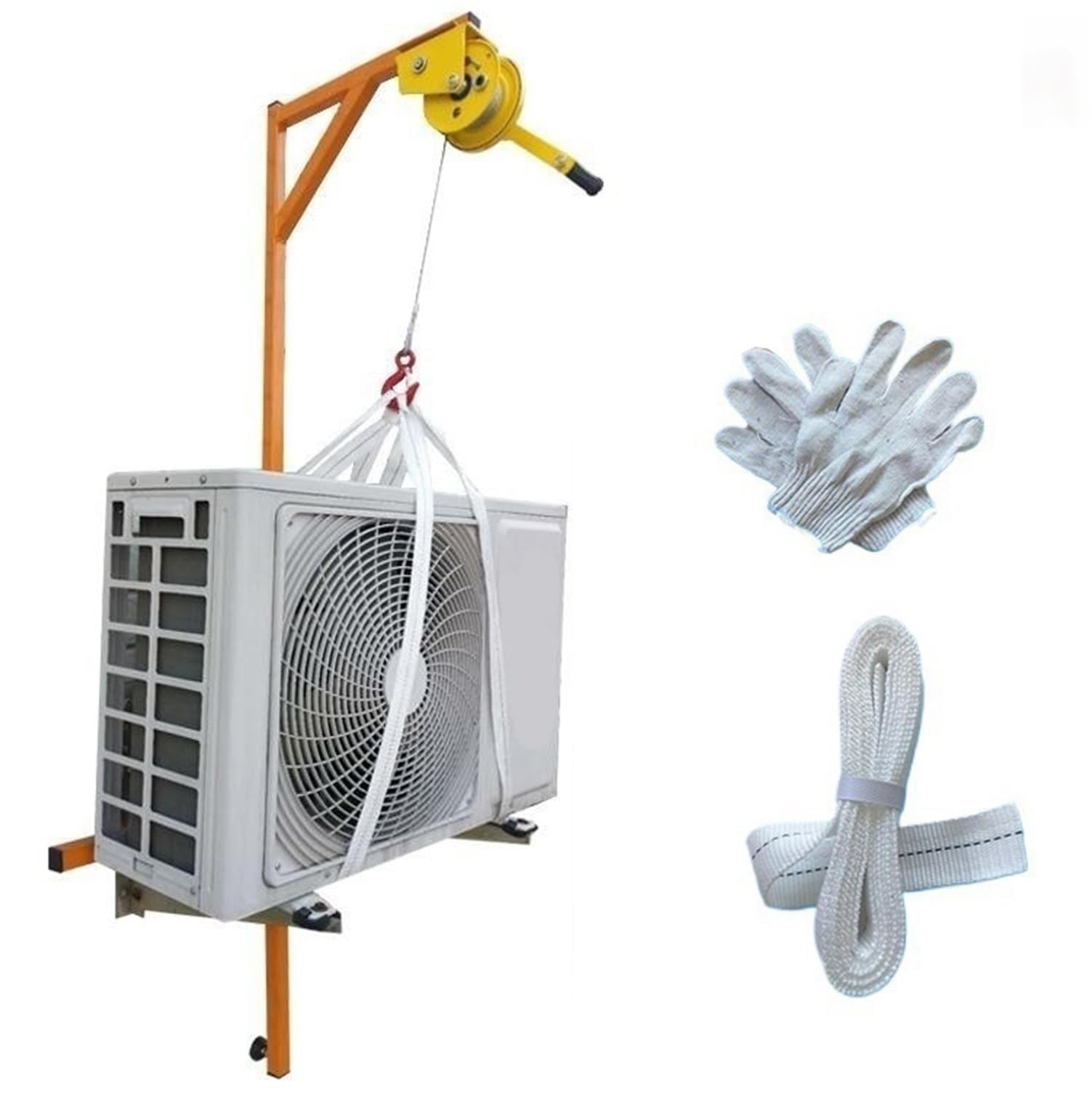 icVantA Air Conditioning Outdoor Unit Installation Tool, Hand Winch + Bracket, Self-Locking Hoist for Maintenance and Disassembly (Color : 150kg Shelf+Self-Lock Winch 25m) (300kg Shelf+Self)