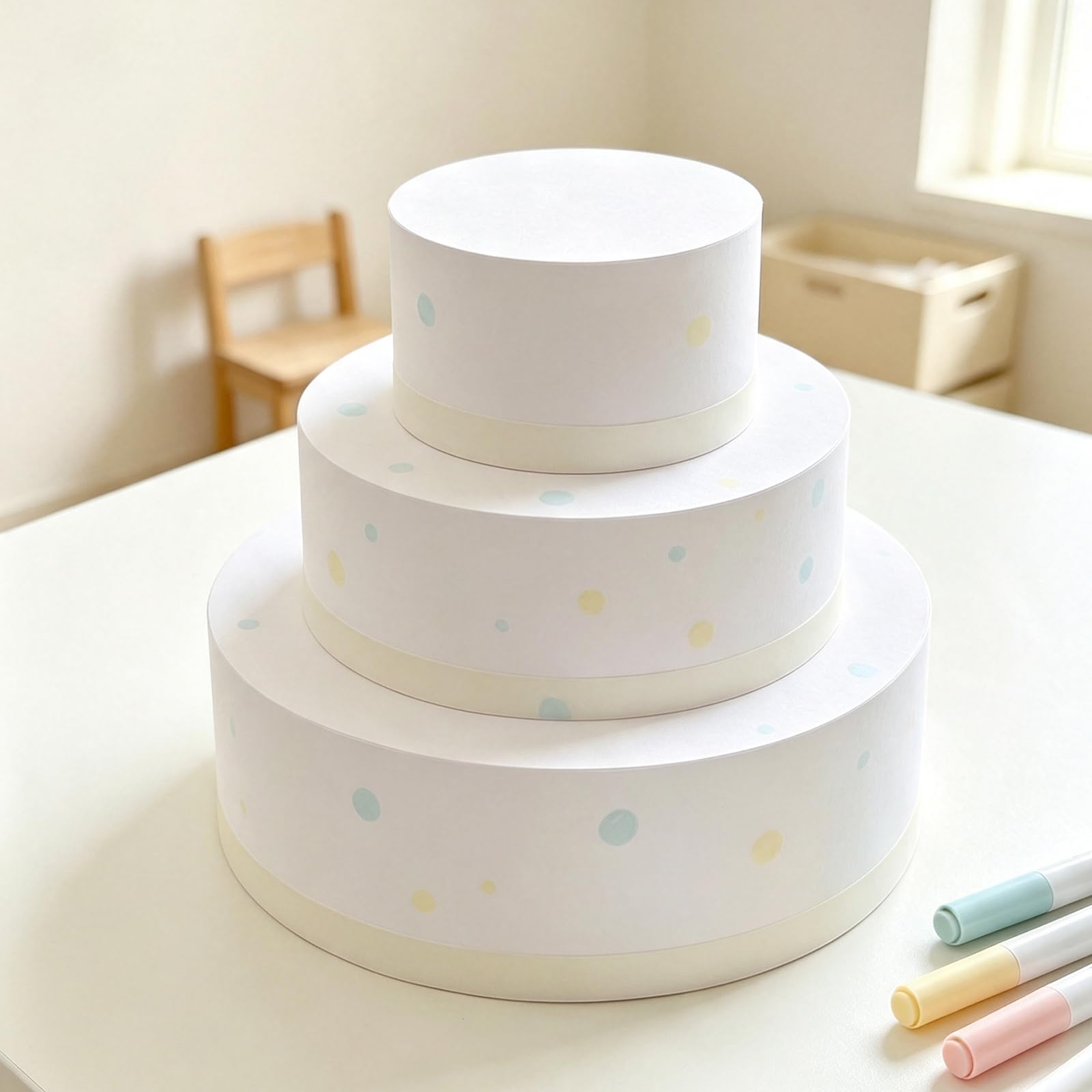 Juego de chupetes de espuma de poliestireno de 3 niveles de 10,16 cm, 15,24 cm y 20,32 cm, juego de pasteles falsos de 9 pulgadas de alto, para decoración de tartas de boda, cumpleaños, exhibición de