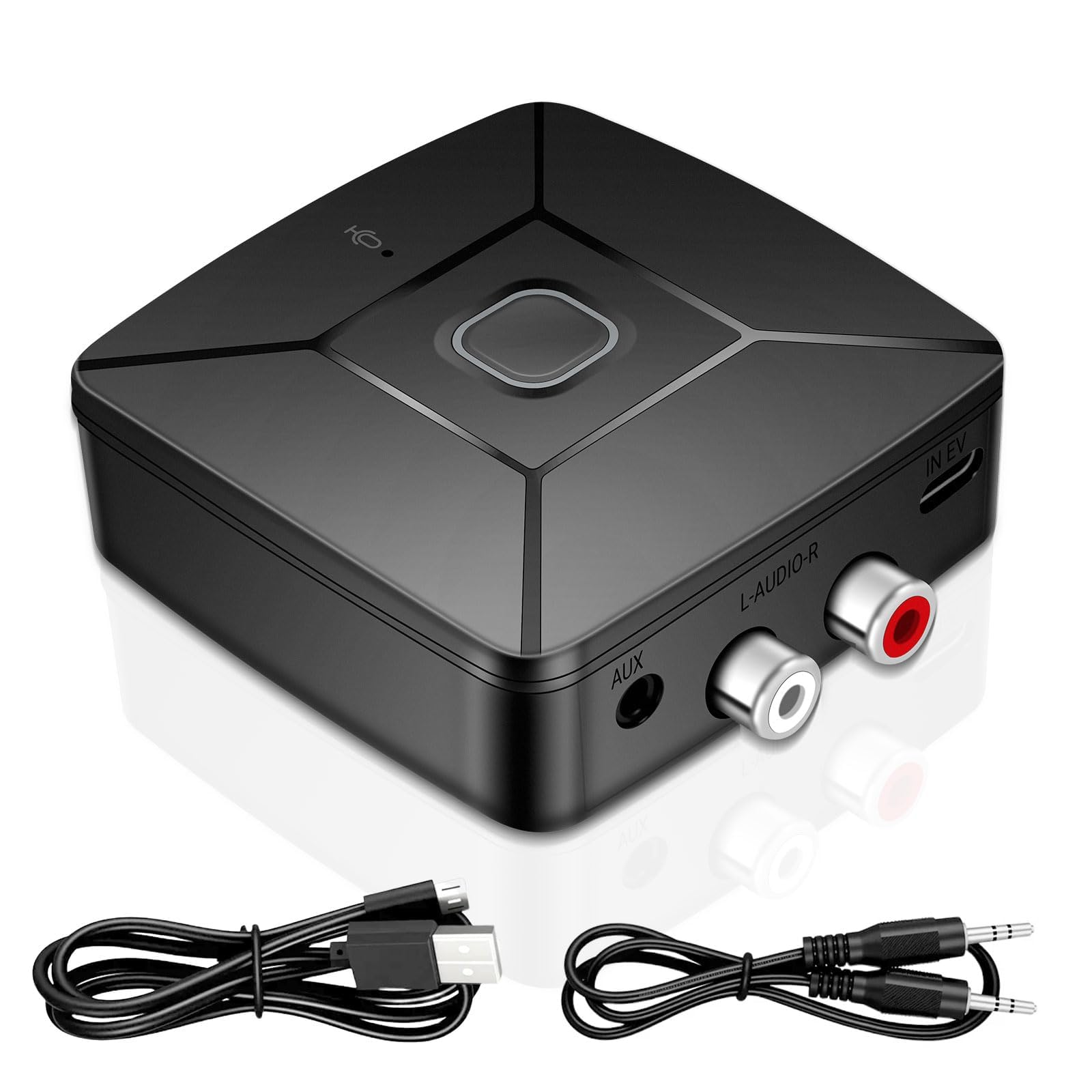 Ricevitore Bluetooth 6.0 per impianto stereo con SBC, decodifica AAC, decodifica Hi-Res, adattatore Bluetooth aux (jack da 3,5 mm su 2 prese RC), AVRCP, A2DP, HFP, protocolli Bluetooth HSP, USB-C