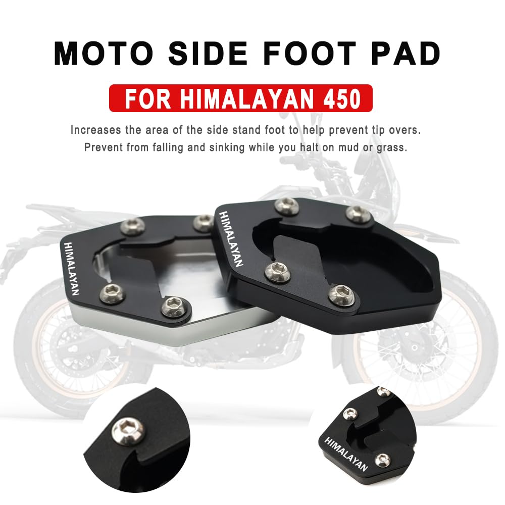 Accessori per moto CNC Cavalletto laterale ingrandito Supporto estensione cavalletto laterale per Himalayan 450 2024 2025 (Nero)