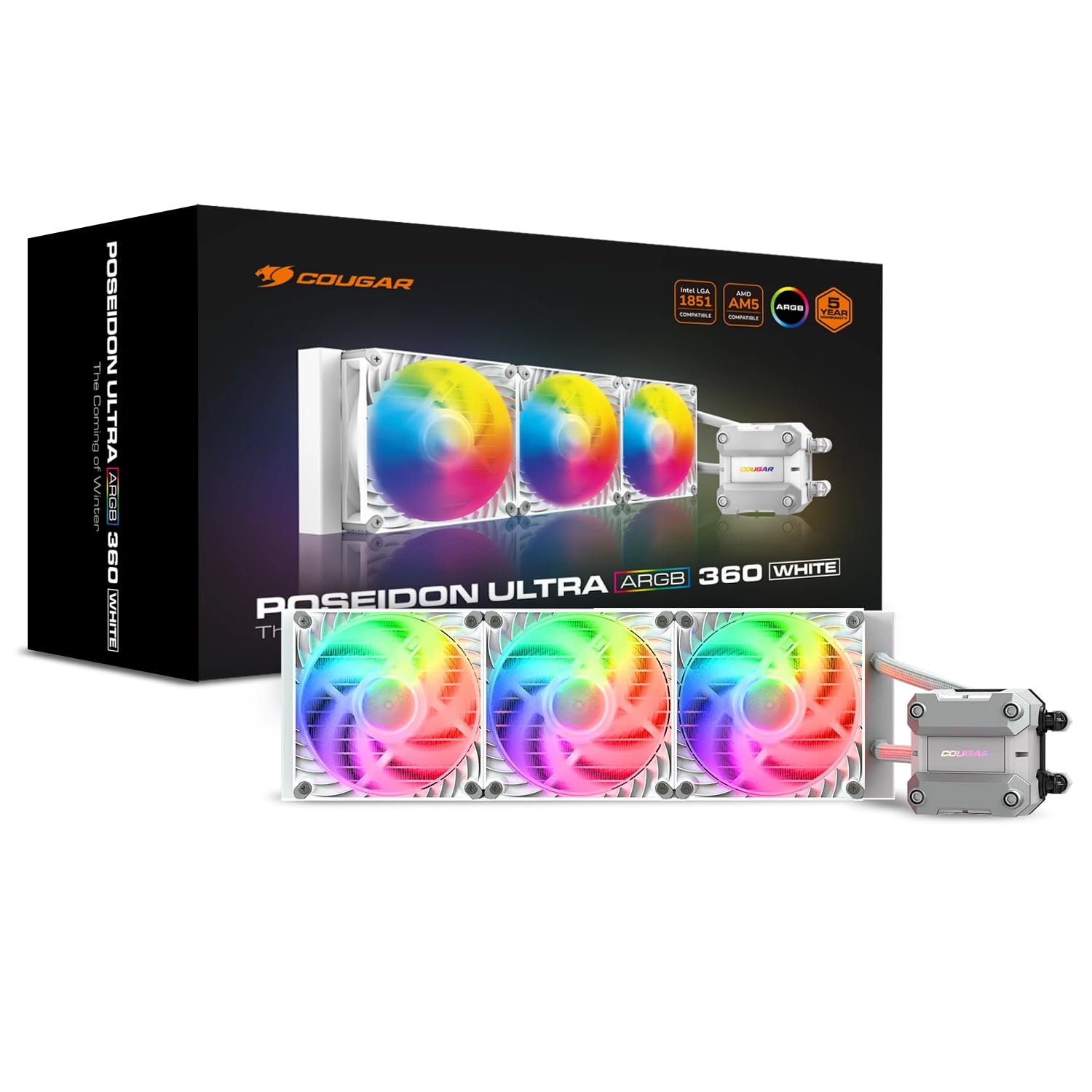 Cougar CPU Wasserk?hlung Poseidon Ultra 360 ARGB Wei? (CGR-PSDUTRGB-W-360)